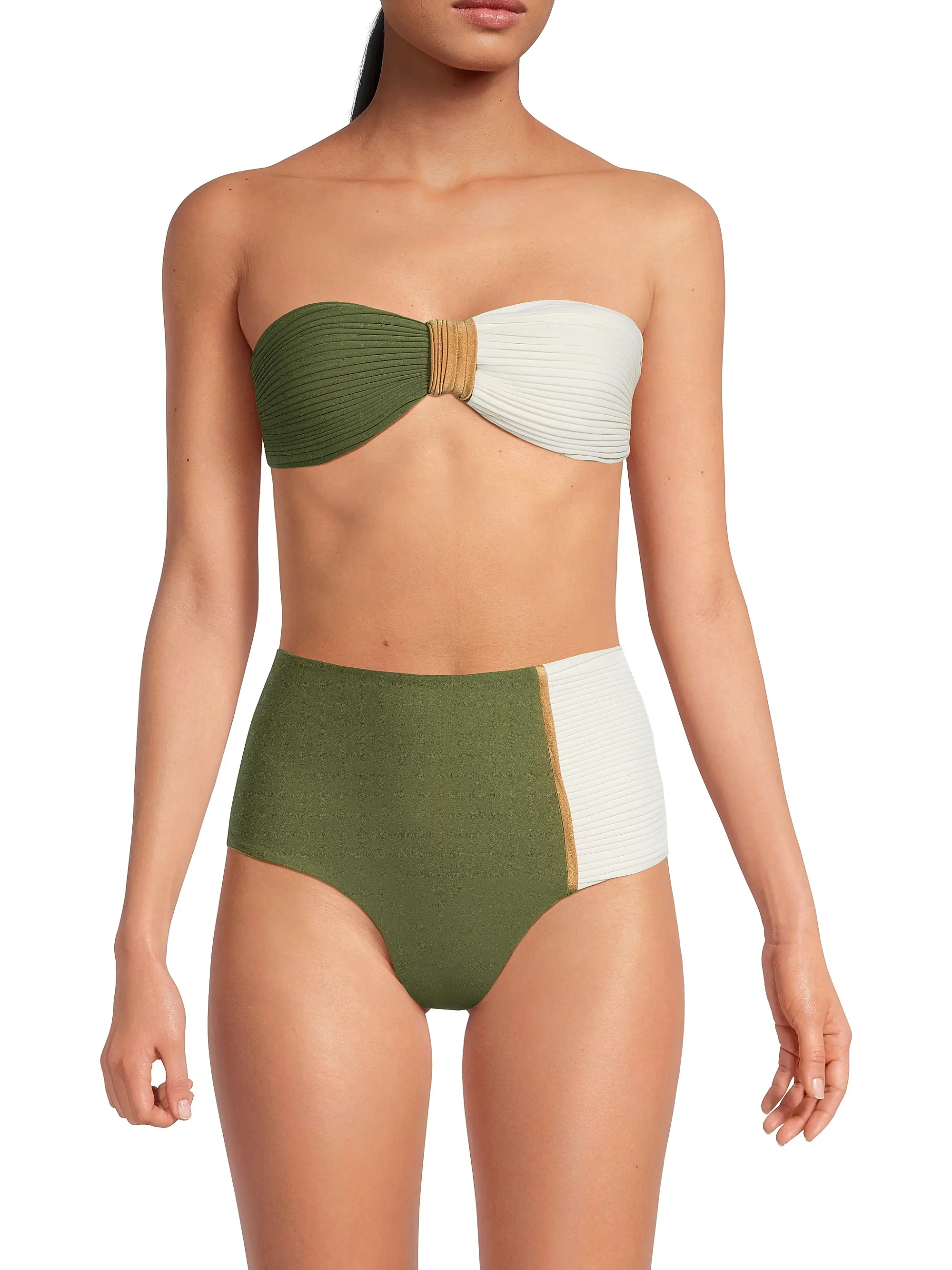 LINGERIE/PJ/SWIM Emma & Frida Bikini in Green and Ivory Juan De Dios