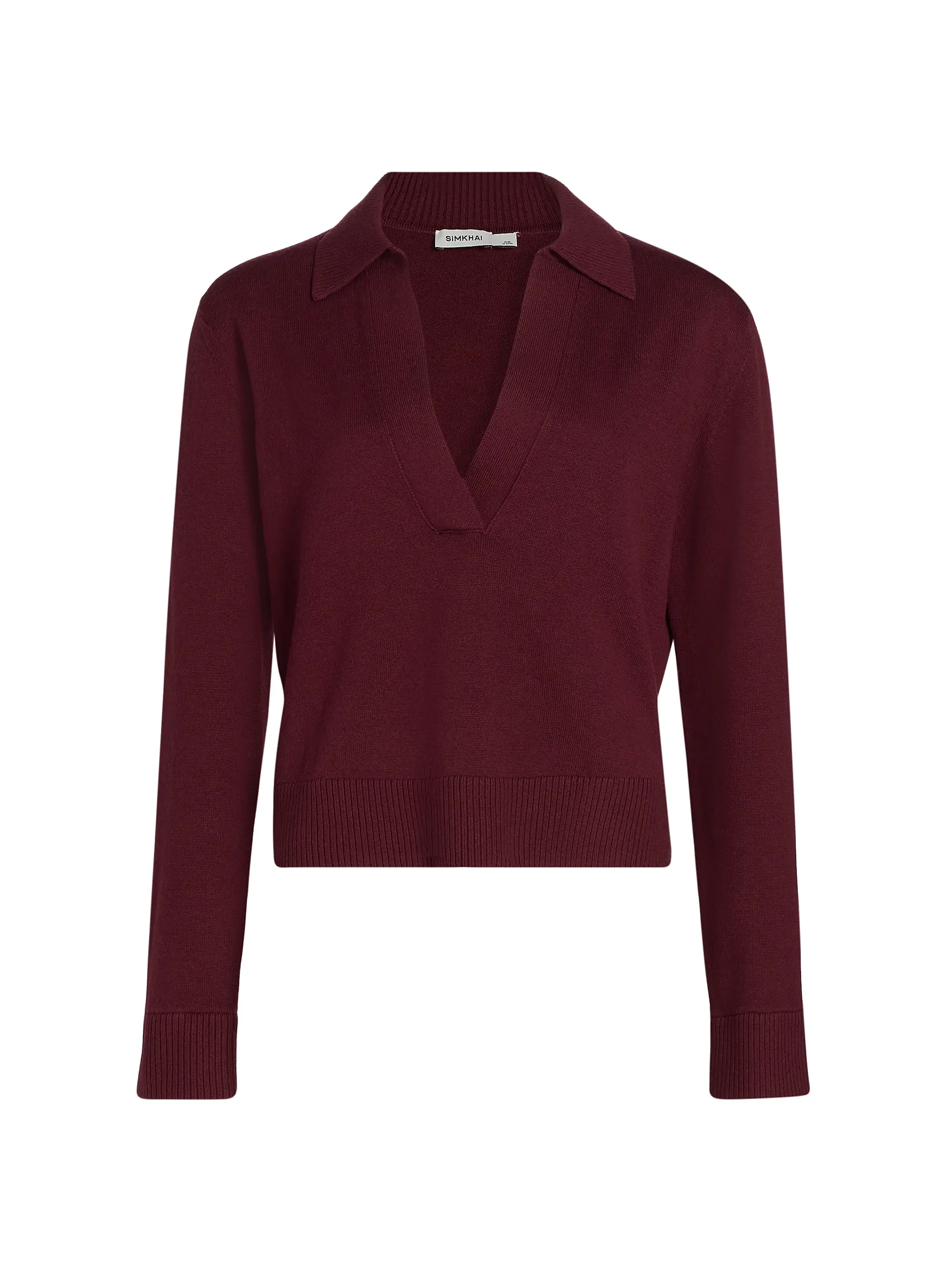 SWEATERS Long Sleeve Polo in Sangria Simkhai