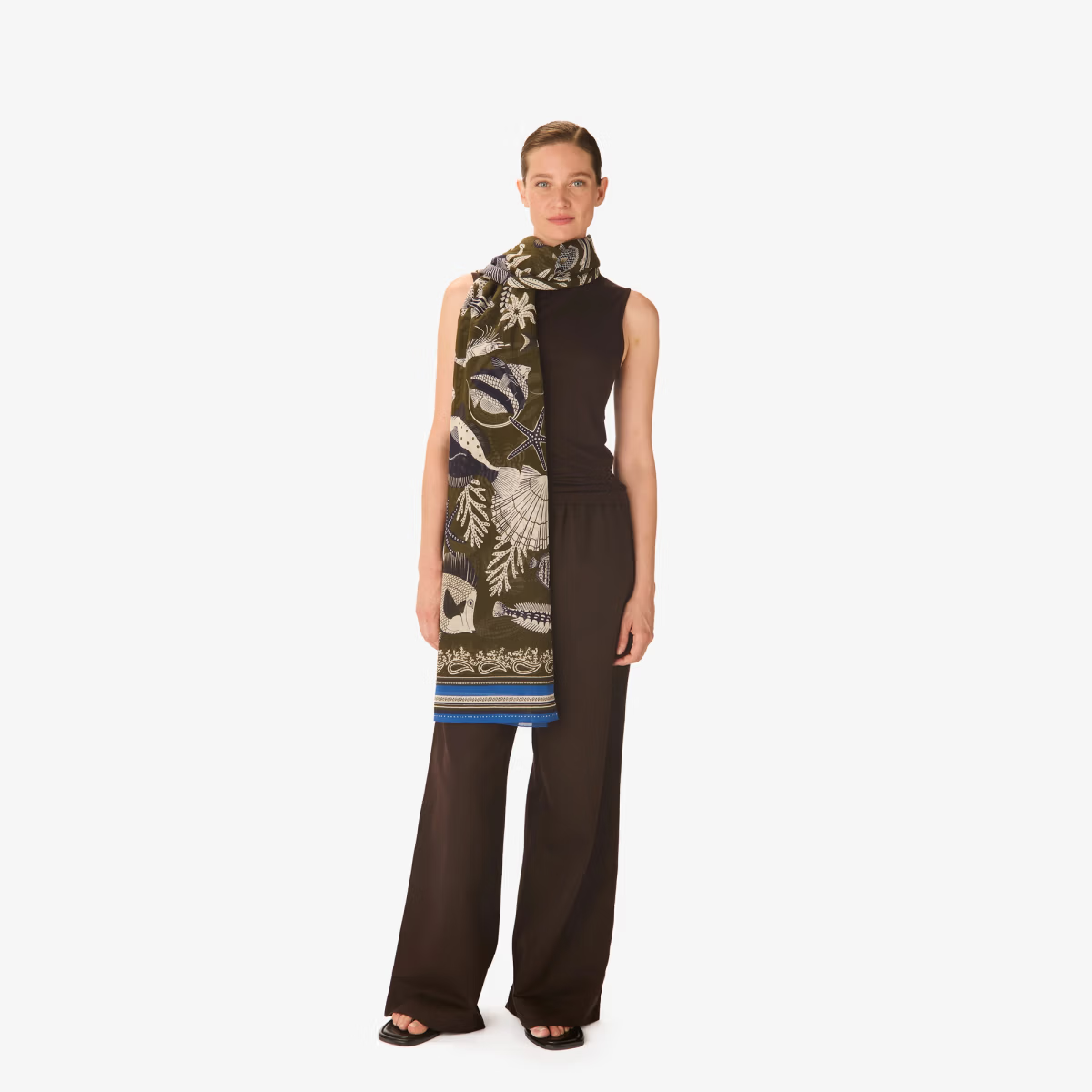 ACCESSORIES Neptune Scarf in Khaki Inoui Editions