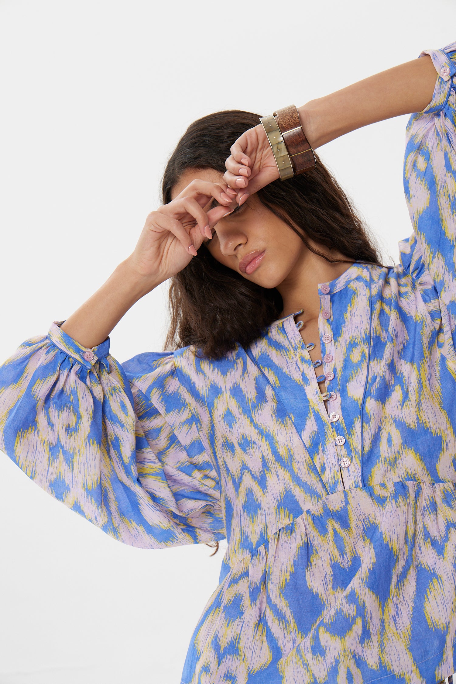 BLOUSES/SHIRTS/TOPS Moreno Irina Blouse in Lavender Ikat Maria Cher