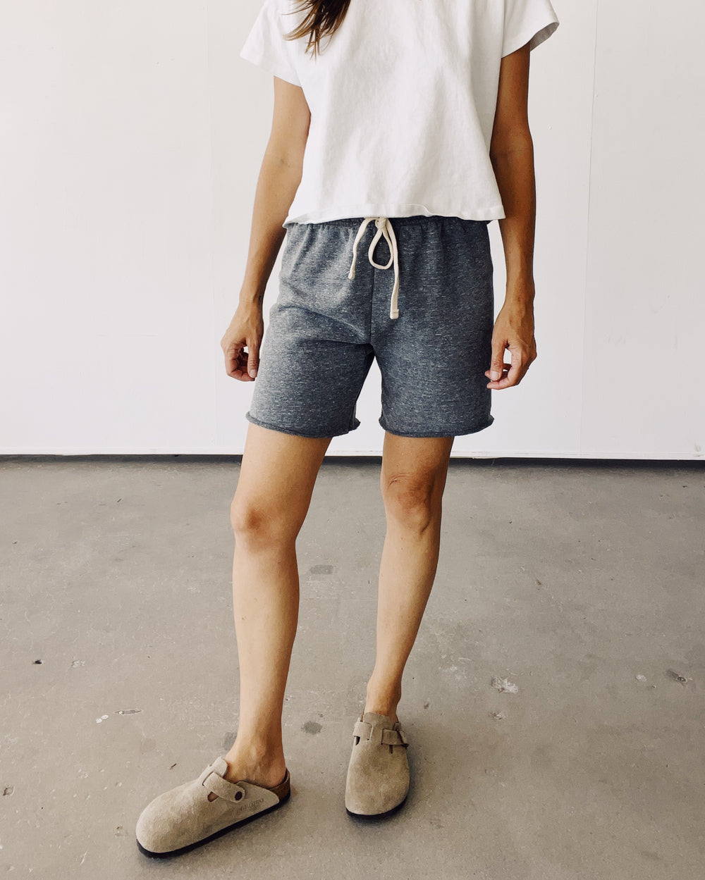 LOUNGE Sweat Shorts in PE Grey Hey Gang