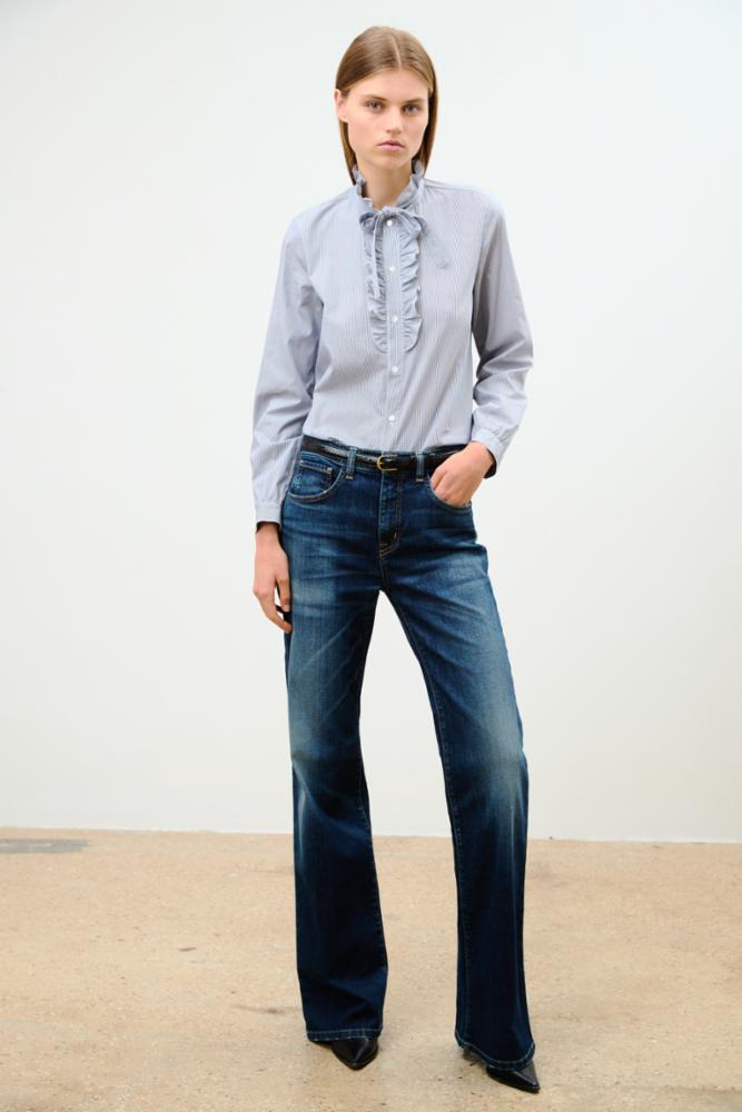 BLOUSES/SHIRTS/TOPS Miera Shirt in Navy Stripe Nili Lotan