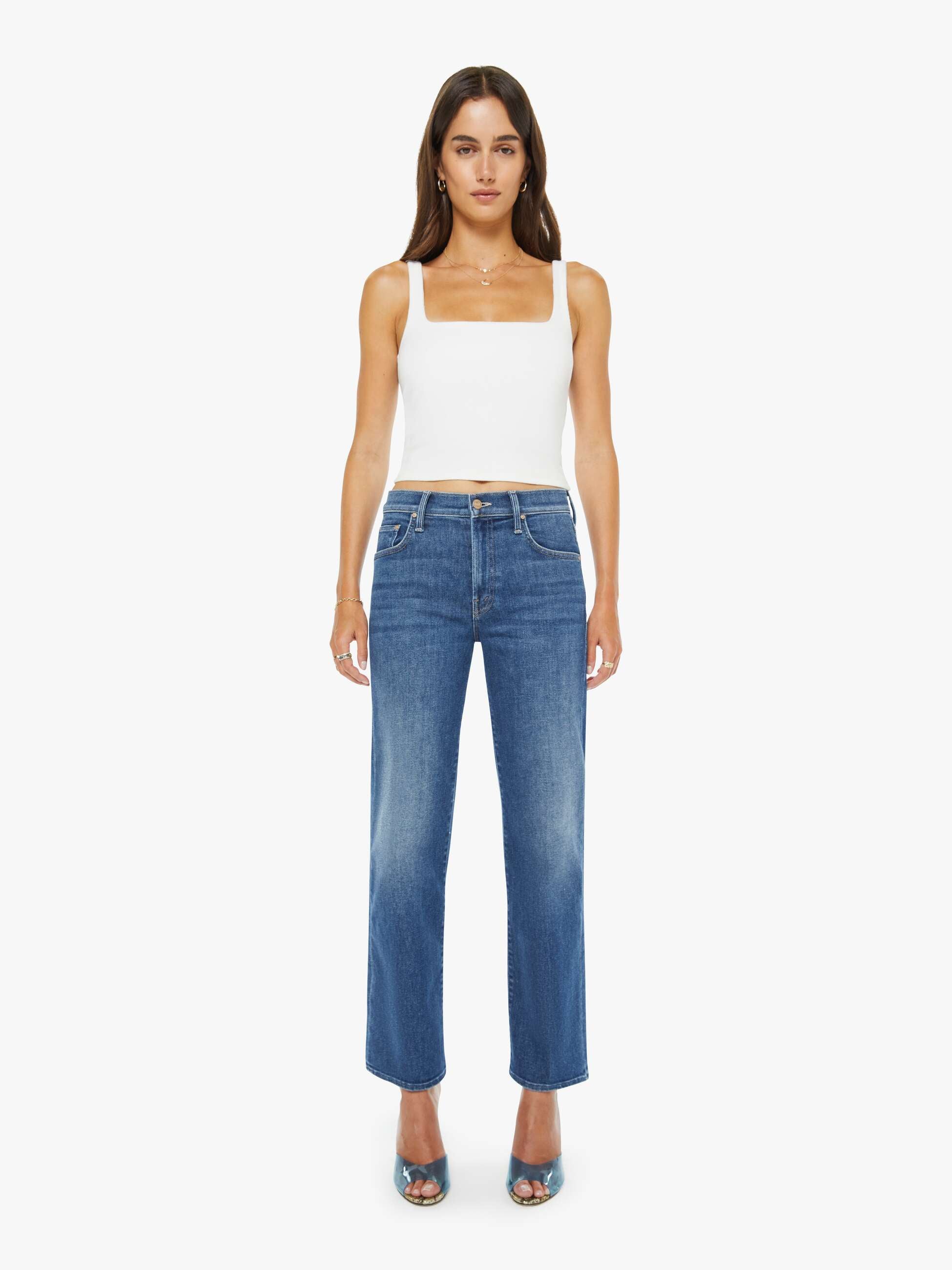DENIM The Mid Rise Rambler Zip Ankle Jean in Catch My Drift Mother