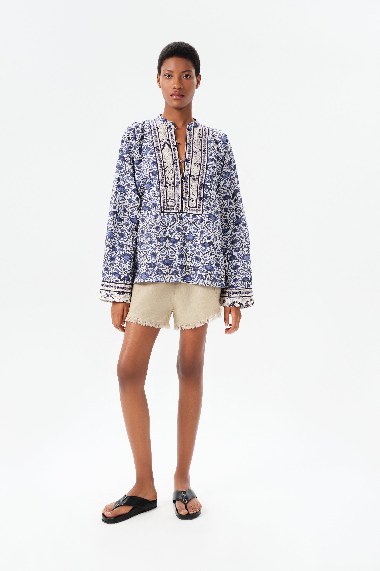 BLOUSES/SHIRTS/TOPS Alvear Josephine Blouse in Navy Rose Maria Cher