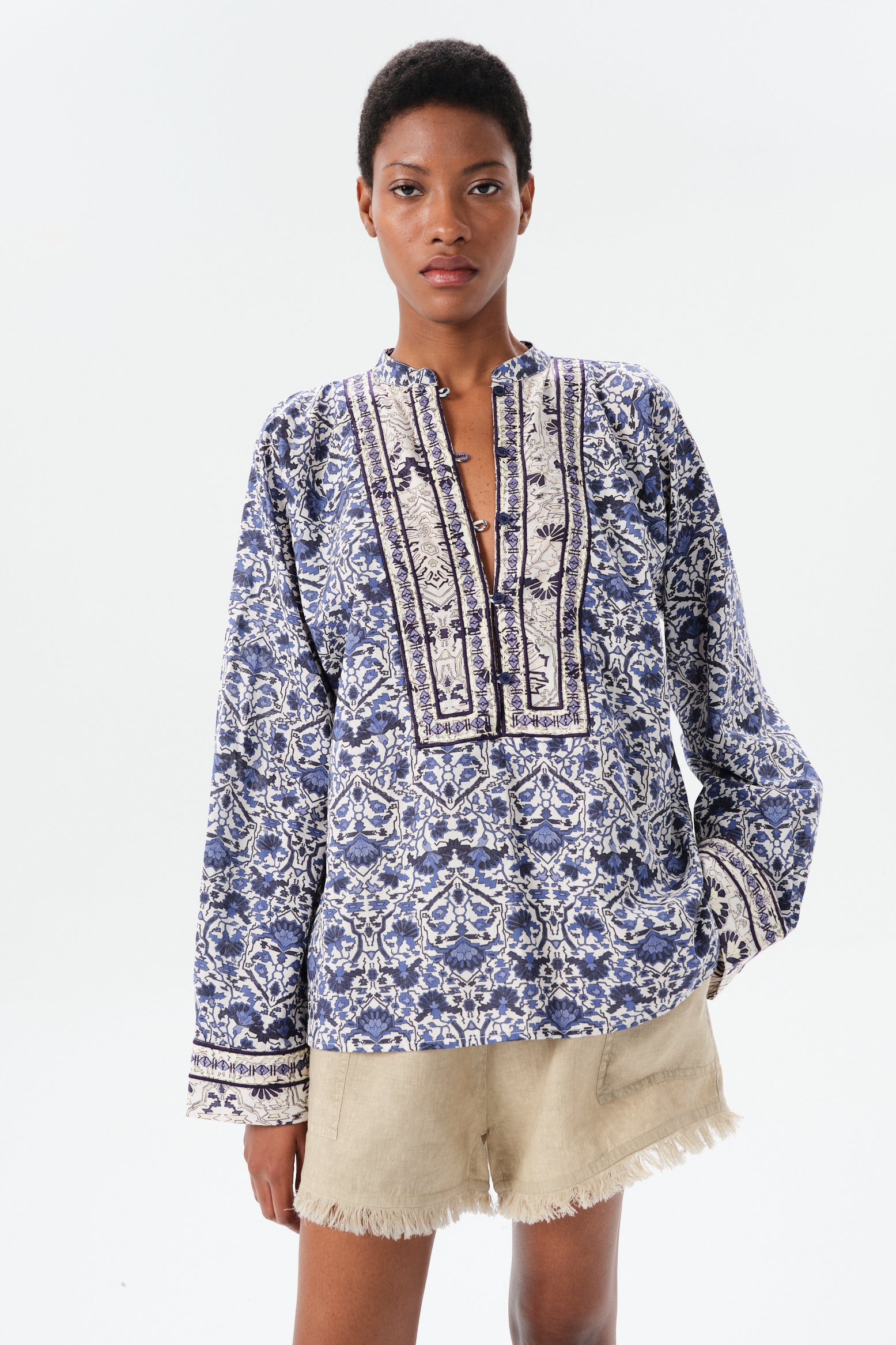 BLOUSES/SHIRTS/TOPS Alvear Josephine Blouse in Navy Rose Maria Cher