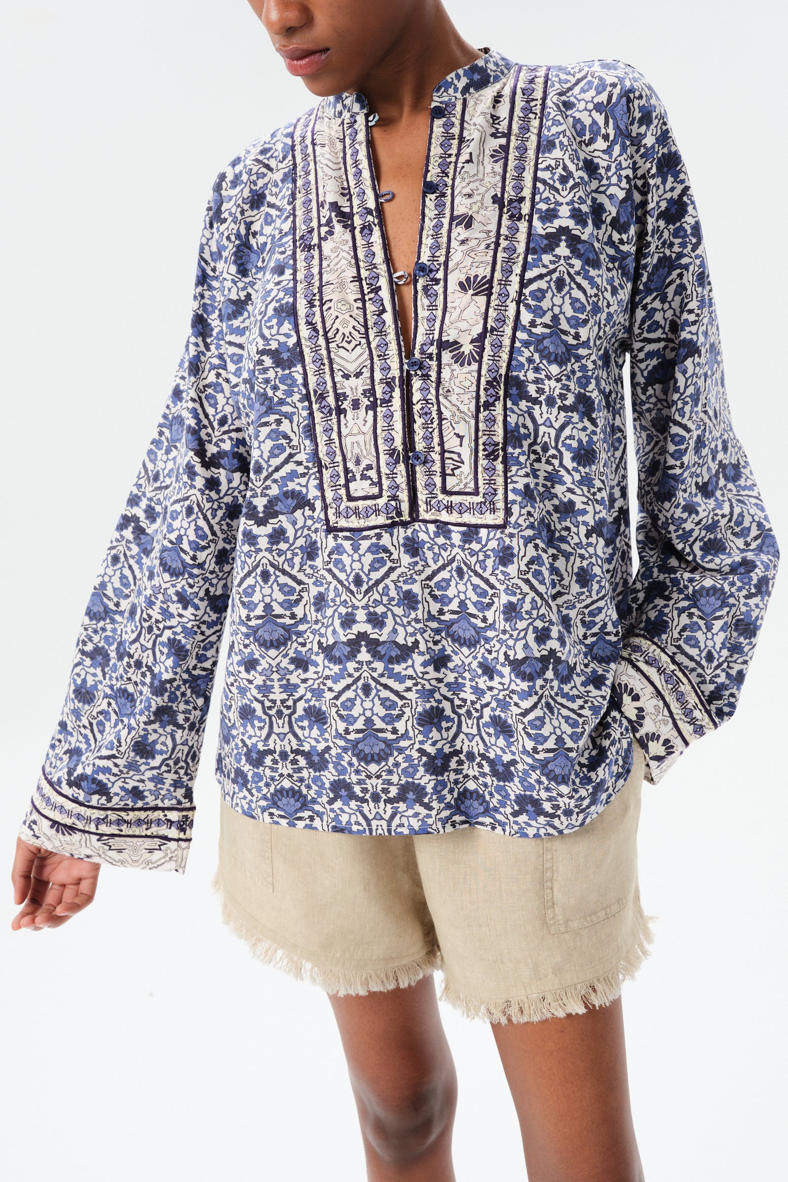 BLOUSES/SHIRTS/TOPS Alvear Josephine Blouse in Navy Rose Maria Cher