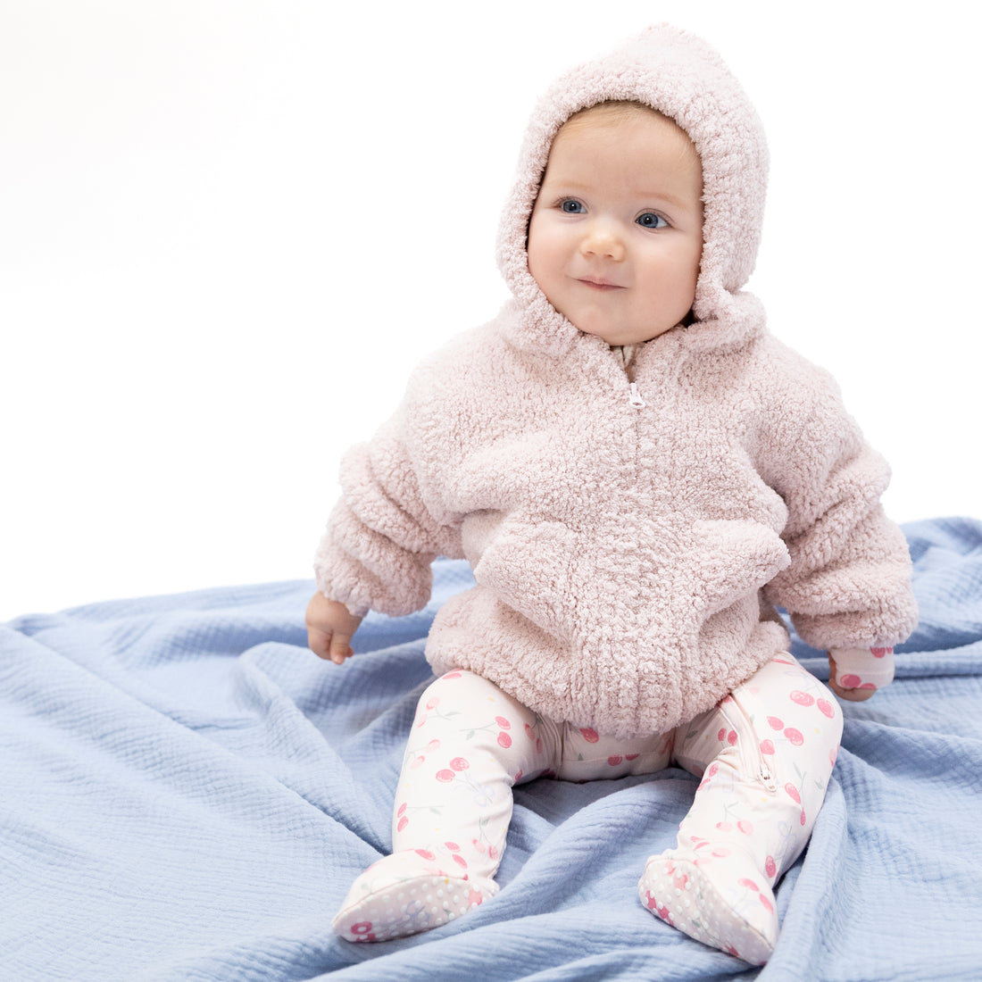 CHILDREN'S APPAREL Baby Chenille Hoodie in Blush Angel Dear