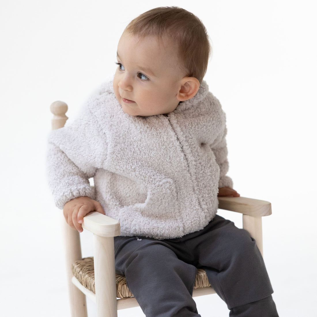 CHILDREN'S APPAREL Baby Chenille Hoodie in Natural Angel Dear