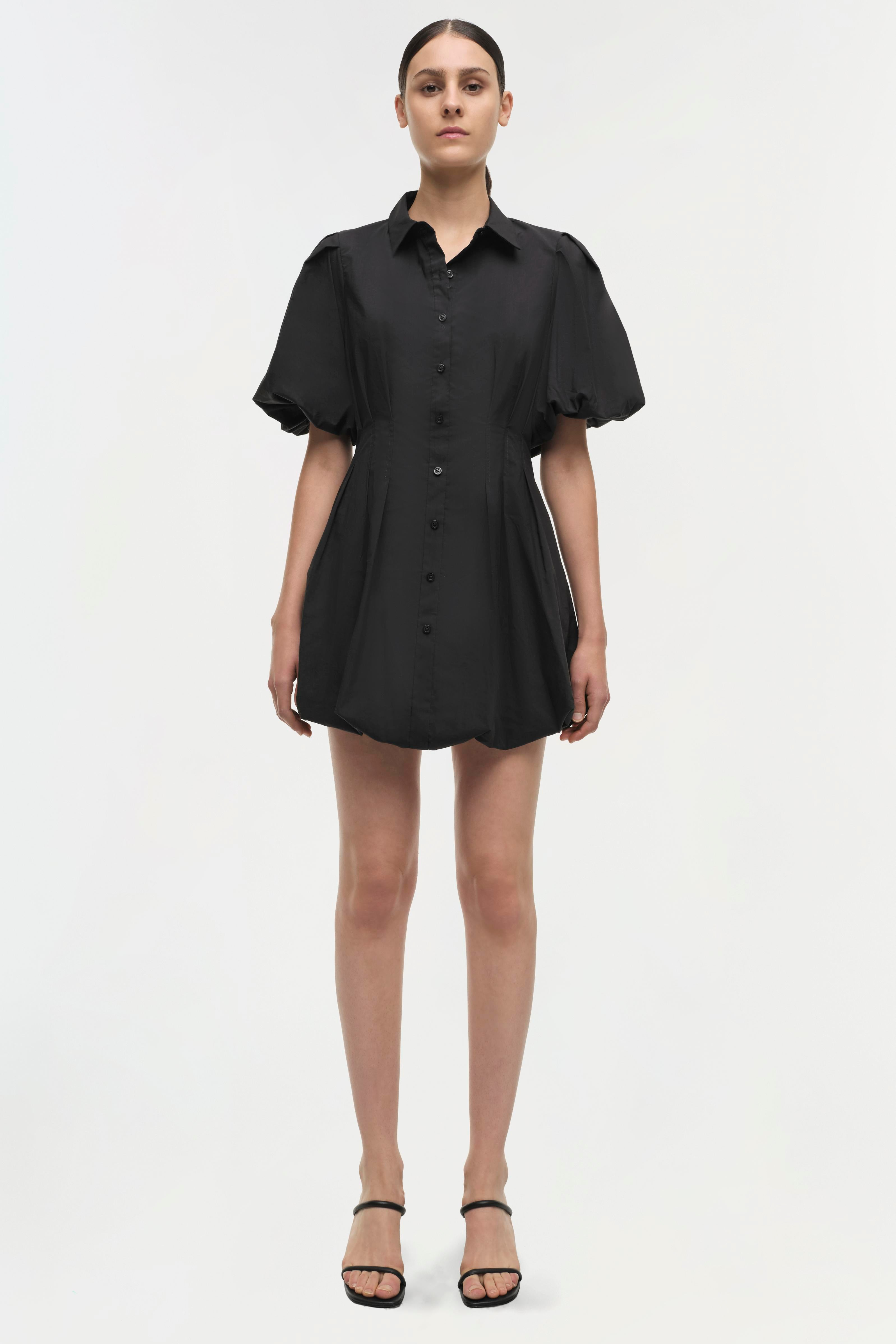 DRESSES/JUMPSUITS Cleo Balloon Pintuck Mini Dress in Black Simkhai
