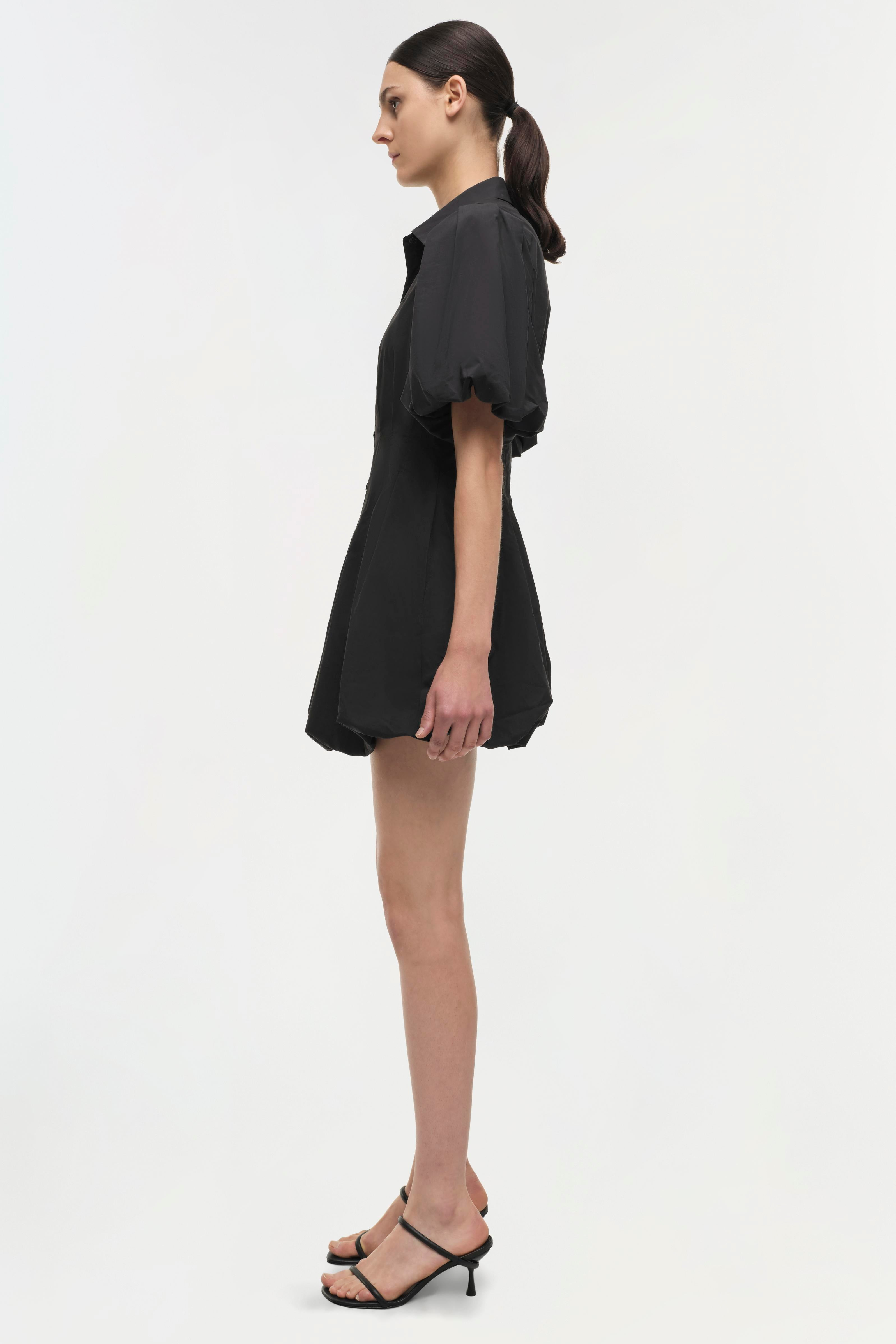 DRESSES/JUMPSUITS Cleo Balloon Pintuck Mini Dress in Black Simkhai
