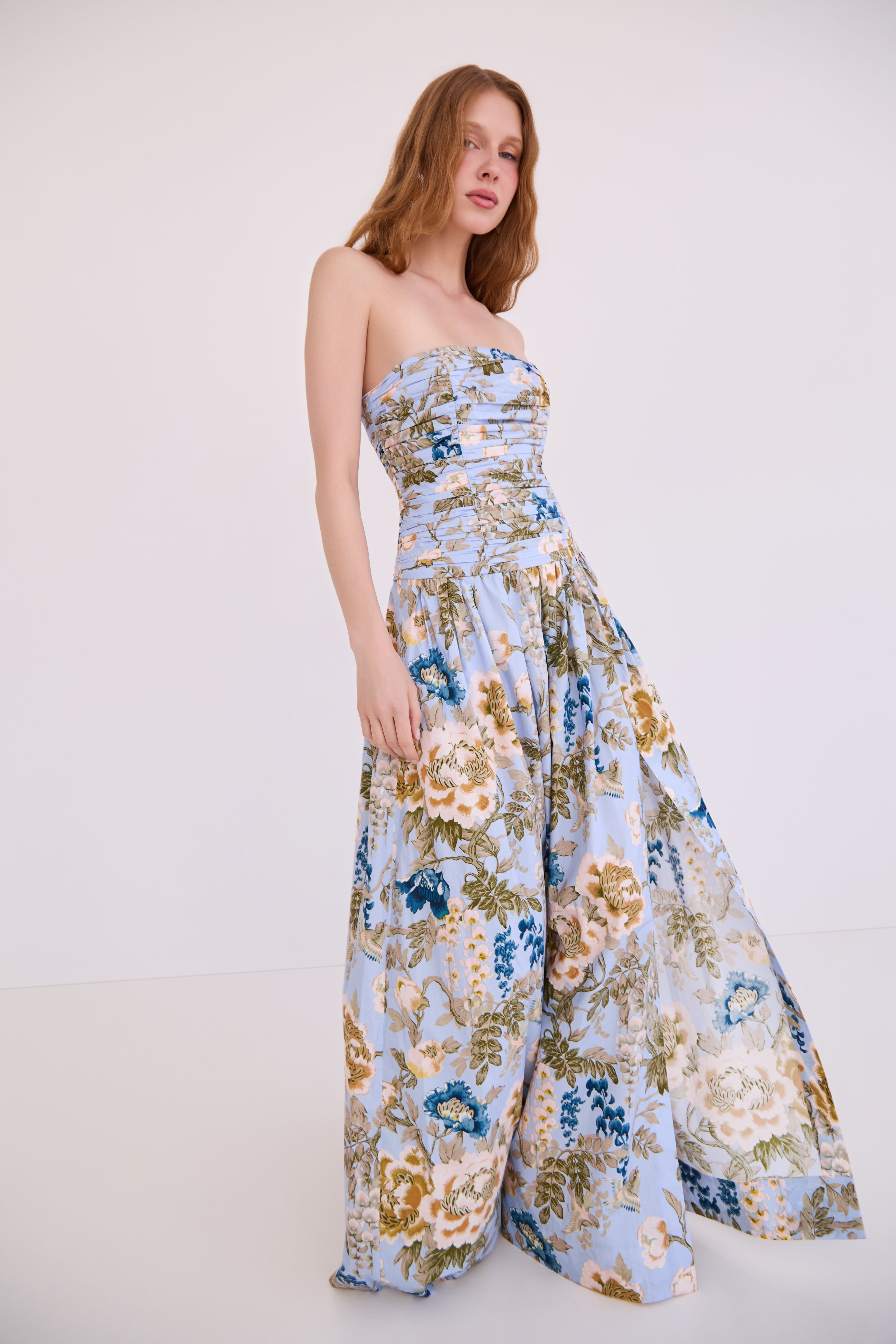 DRESSES/JUMPSUITS Montreal Gown in Flora Meadow Light Blue Cara Cara