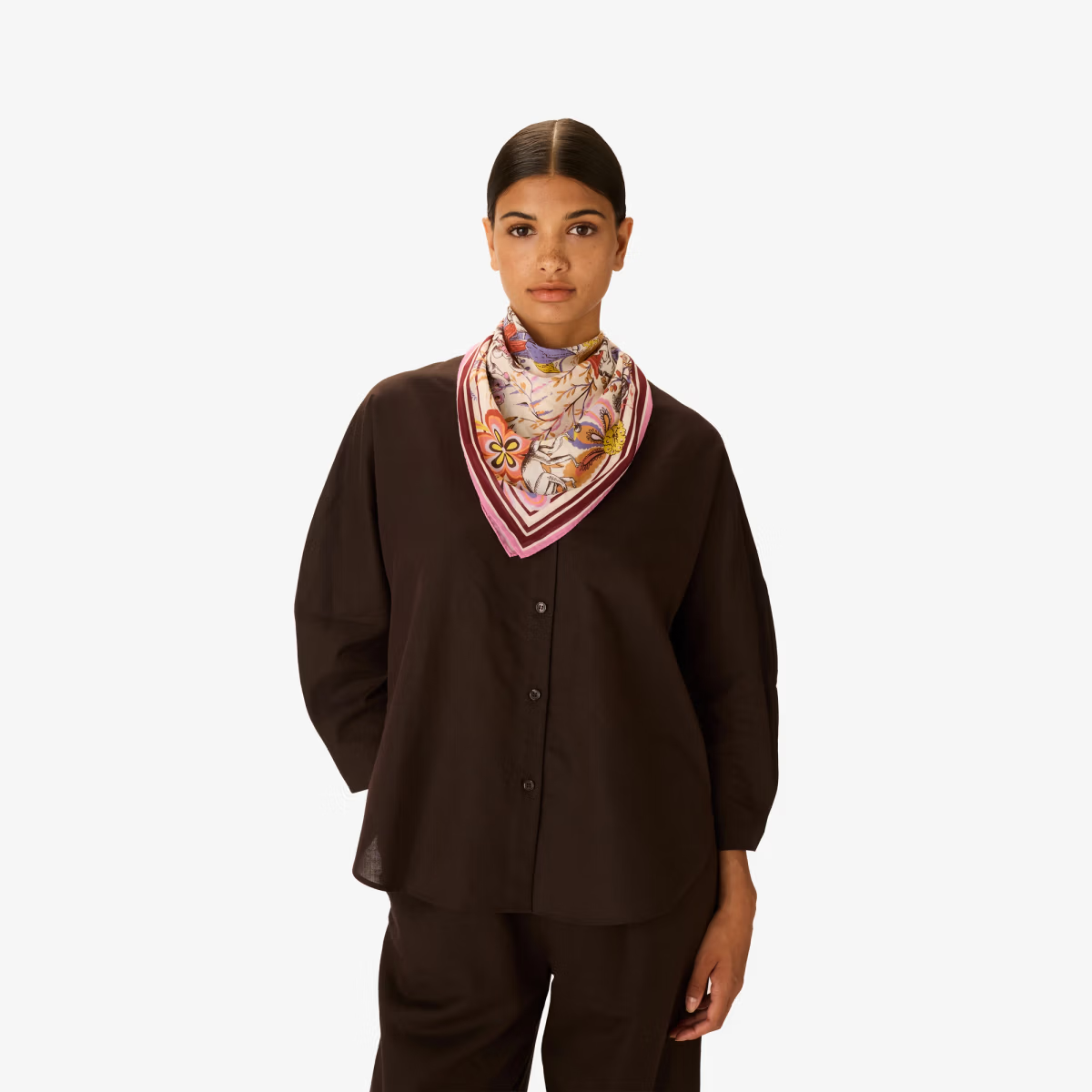 ACCESSORIES Pagode Square Scarf in Off White Inoui Editions