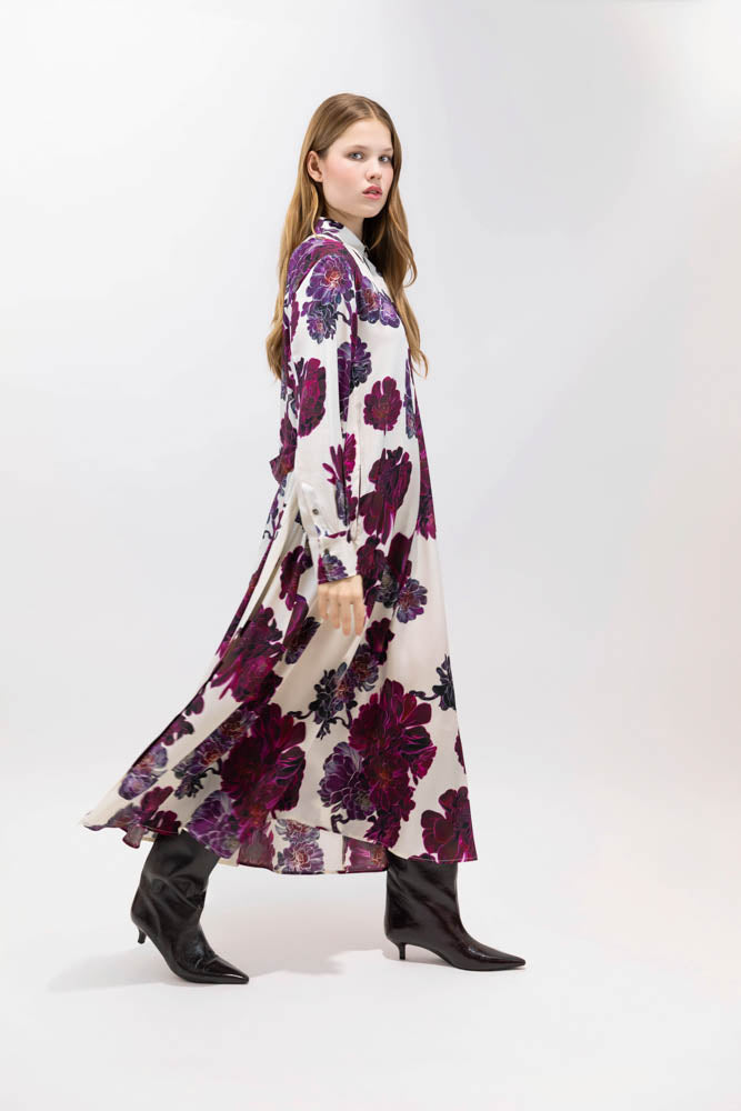 DRESSES/JUMPSUITS Floral Shirt Dress in Ivory Psophia