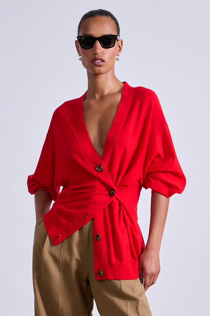 SWEATERS Drippy Tissue Cardigan in Dragon Fruit Apiece Apart