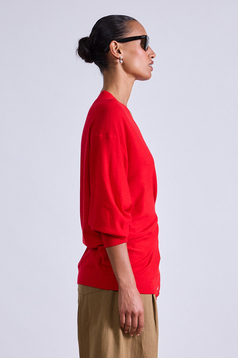 SWEATERS Drippy Tissue Cardigan in Dragon Fruit Apiece Apart