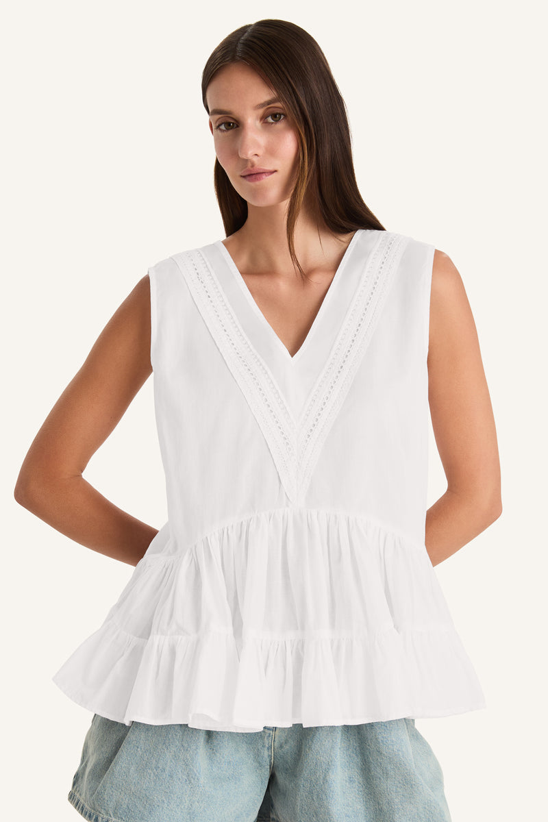 BLOUSES/SHIRTS/TOPS SENDA TOP IN WHITE Merlette