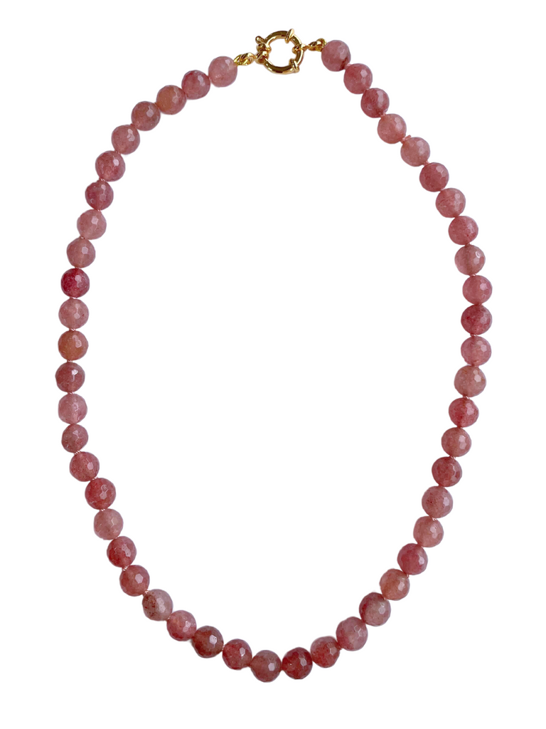 JEWELRY Rose Quartz Beaded Necklace Teressa Shepherd