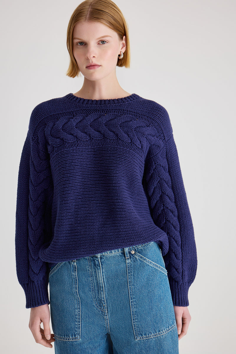 SWEATERS Serin Knit Sweater in Navy Merlette