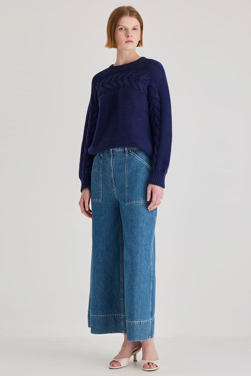 SWEATERS Serin Knit Sweater in Navy Merlette