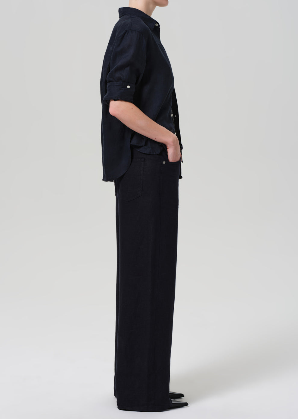 PANTS/SHORTS Linen Brynn Drawstring Trouser in True Navy Citizens of Humanity