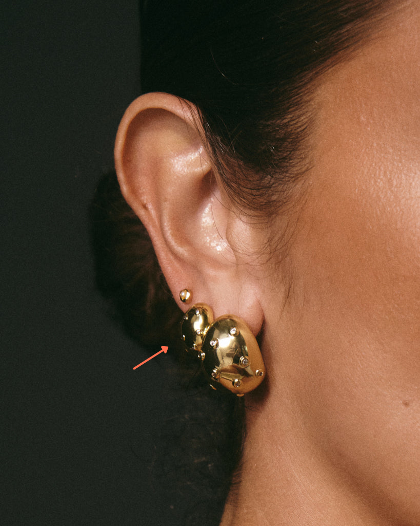 FASHION JEWELRY Mini Pave Molten Studs in Yellow Gold Luv Aj