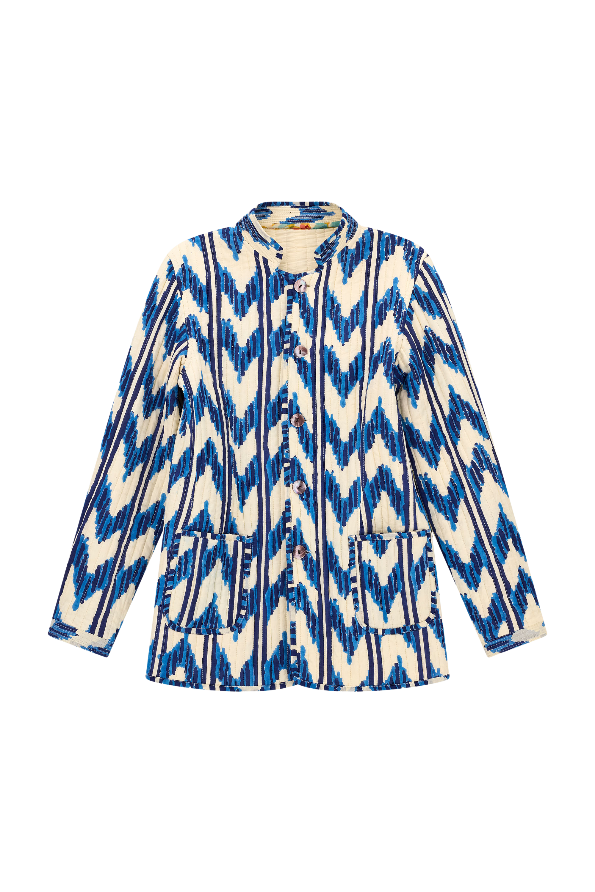 COATS/JACKET Jhodpuri Reversible Jacket in Ikat Arrow Blue Lisa Corti