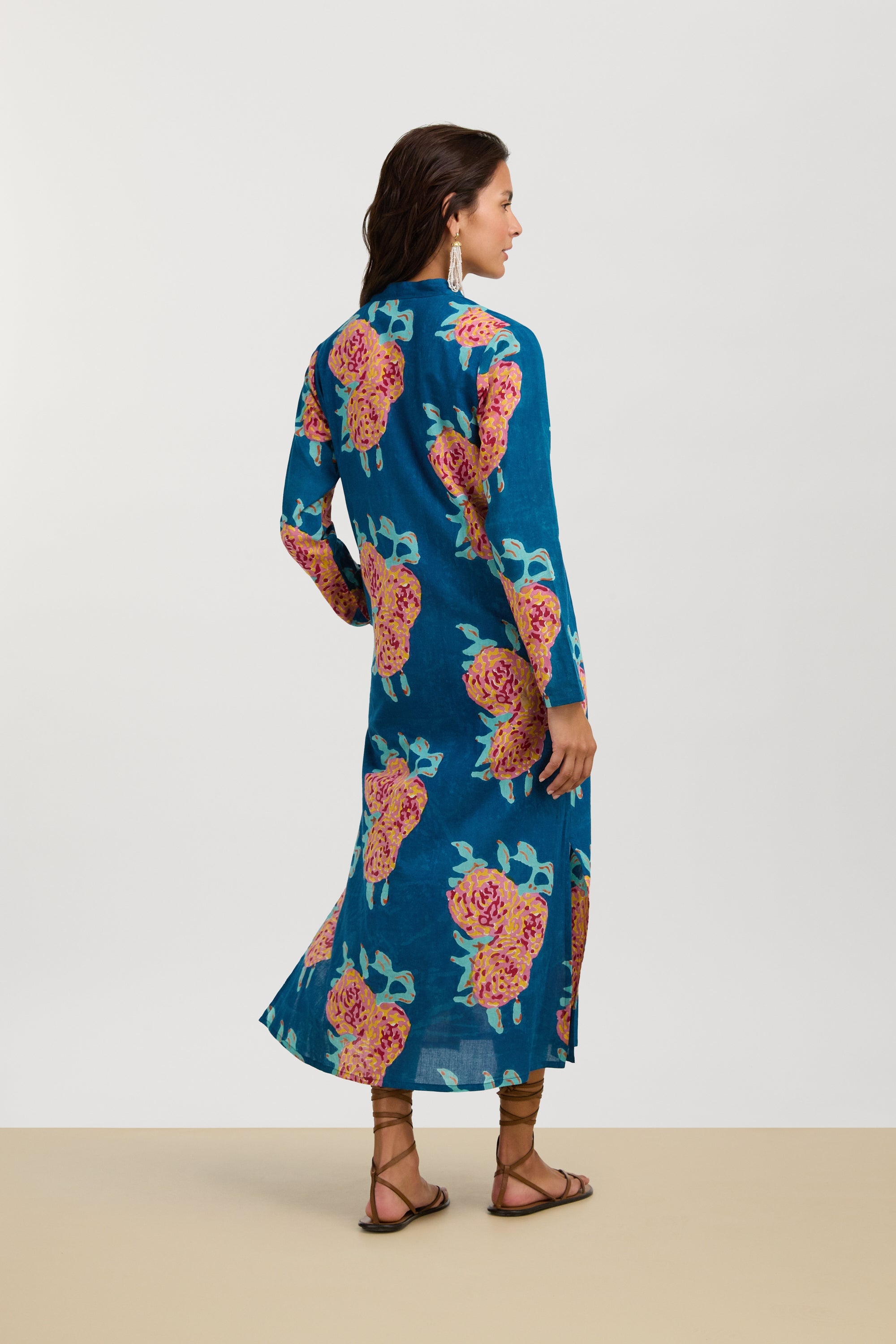 DRESSES/JUMPSUITS Long Open Kurta in Dark Teal Lisa Corti