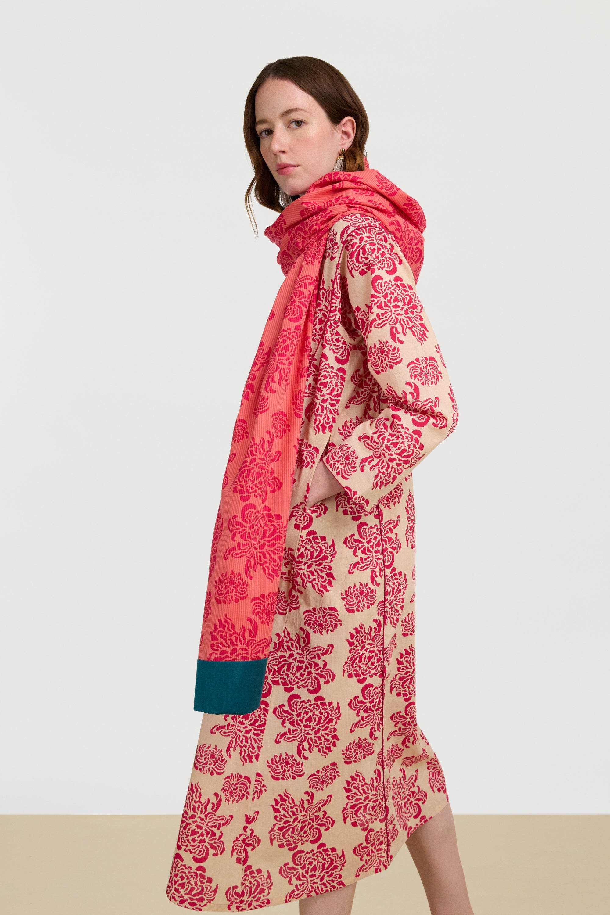ACCESSORIES Cotton Sally Sarong in Naoshima Peach Lisa Corti