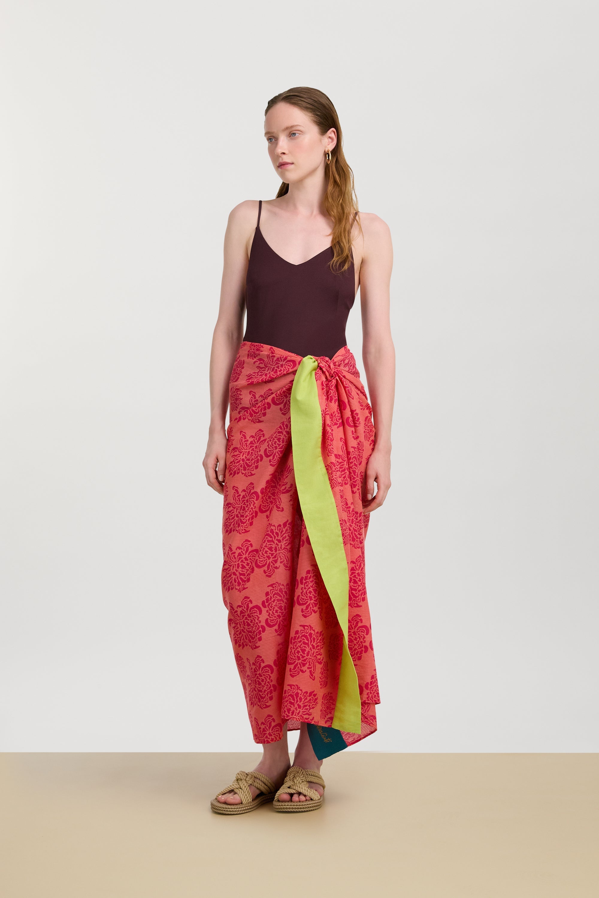ACCESSORIES Cotton Sally Sarong in Naoshima Peach Lisa Corti