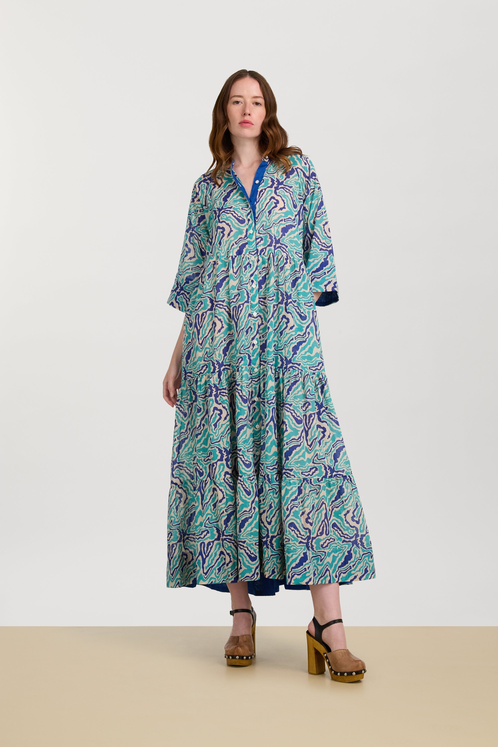 DRESSES/JUMPSUITS Rambagh Dress in Dragon Cloud Aqua Lisa Corti