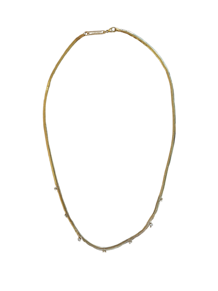 JEWELRY Snake Chain 7 Diamond Necklace in Yellow Gold Zoe Chicco