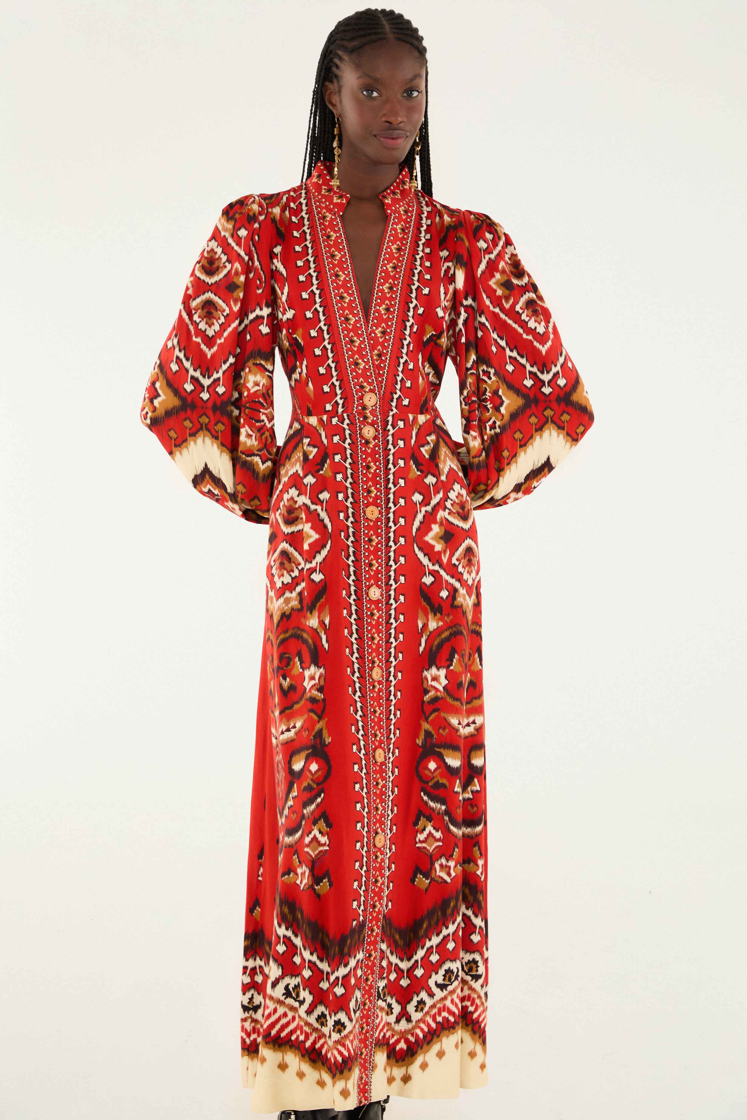 DRESSES/JUMPSUITS Ainika Pineapple Ikat Maxi Dress in Red Farm Rio