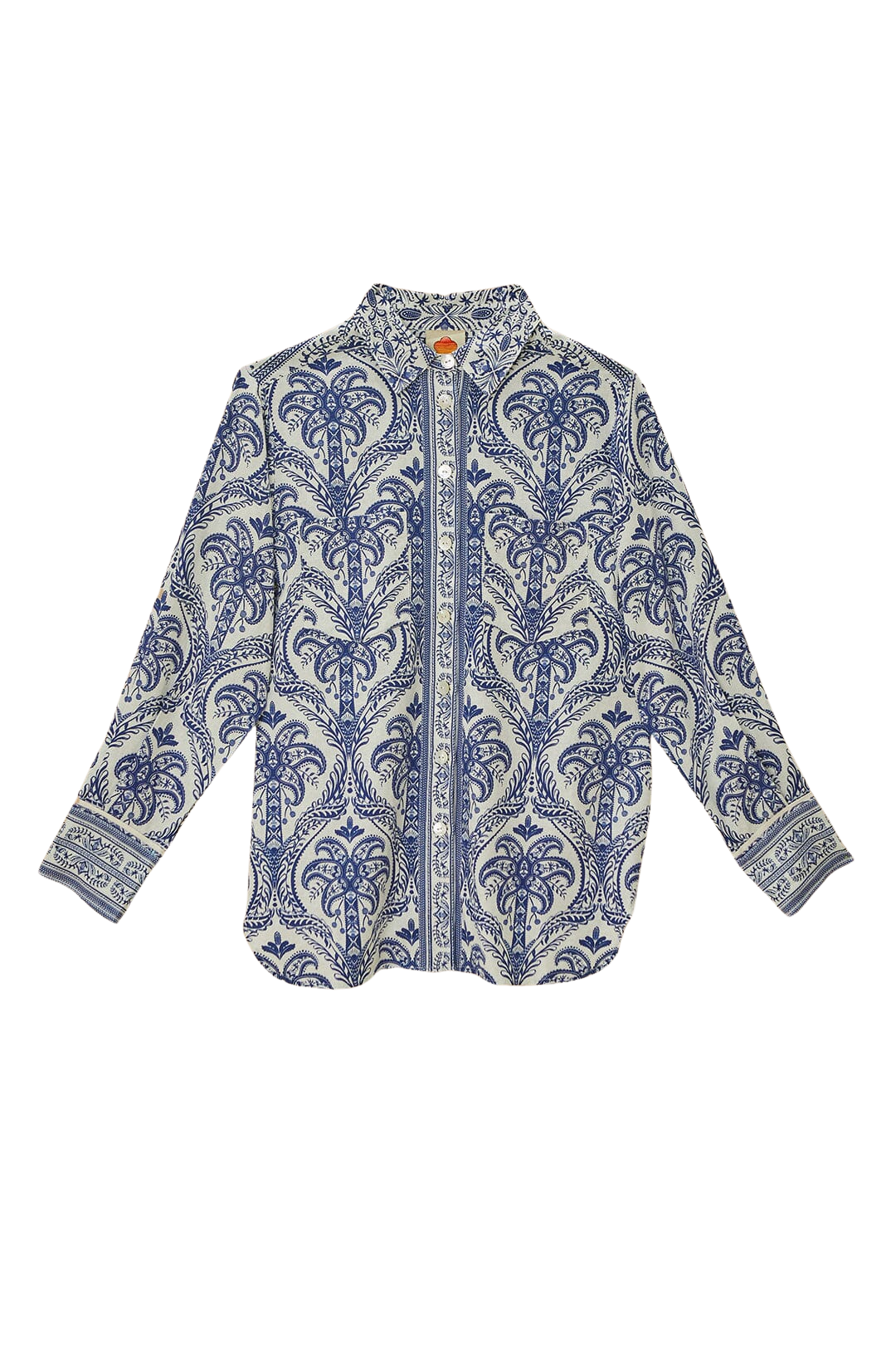 BLOUSES/SHIRTS/TOPS BLUE TROPICAL LINEN SHIRT Farm Rio