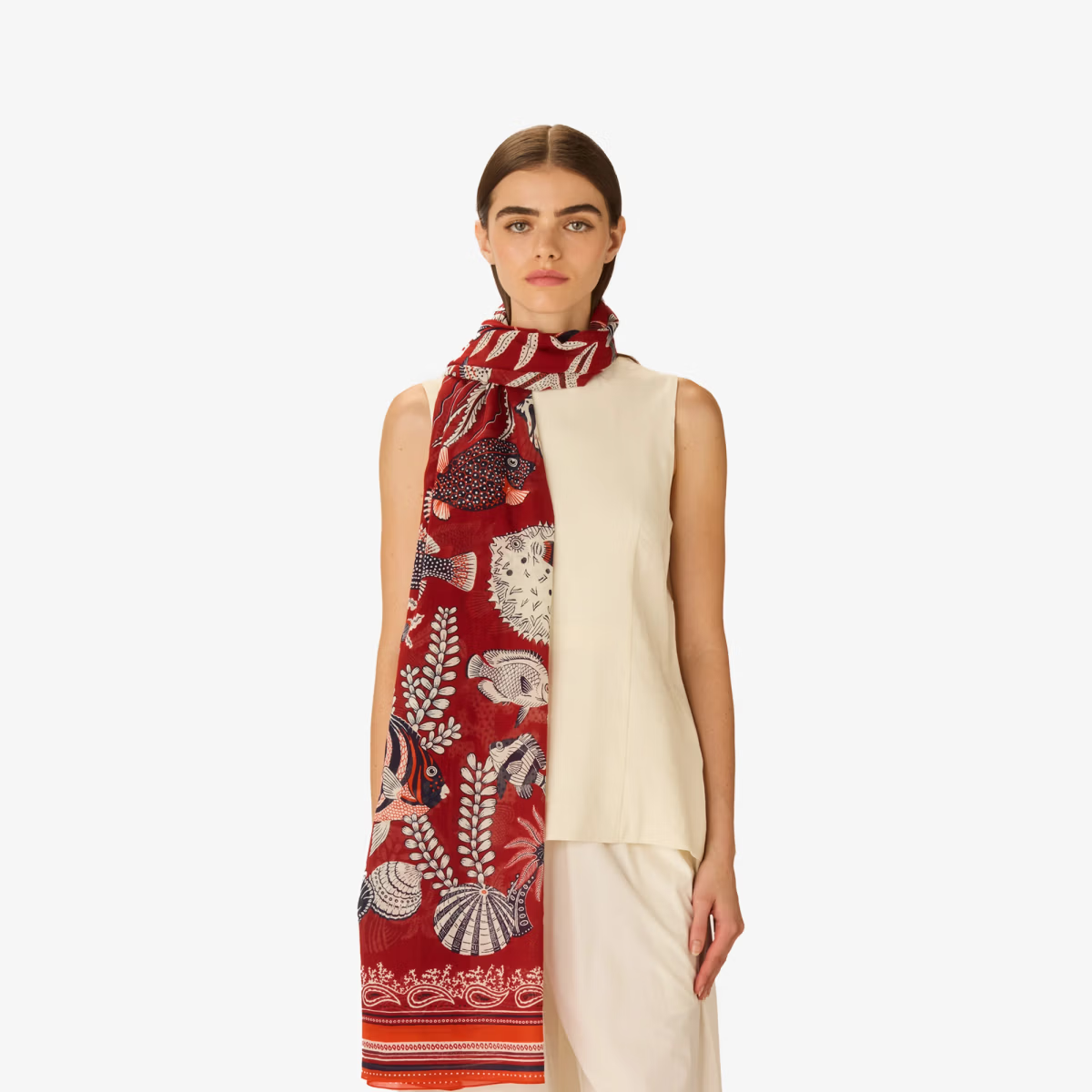 ACCESSORIES Neptune Scarf in Red Inoui Editions