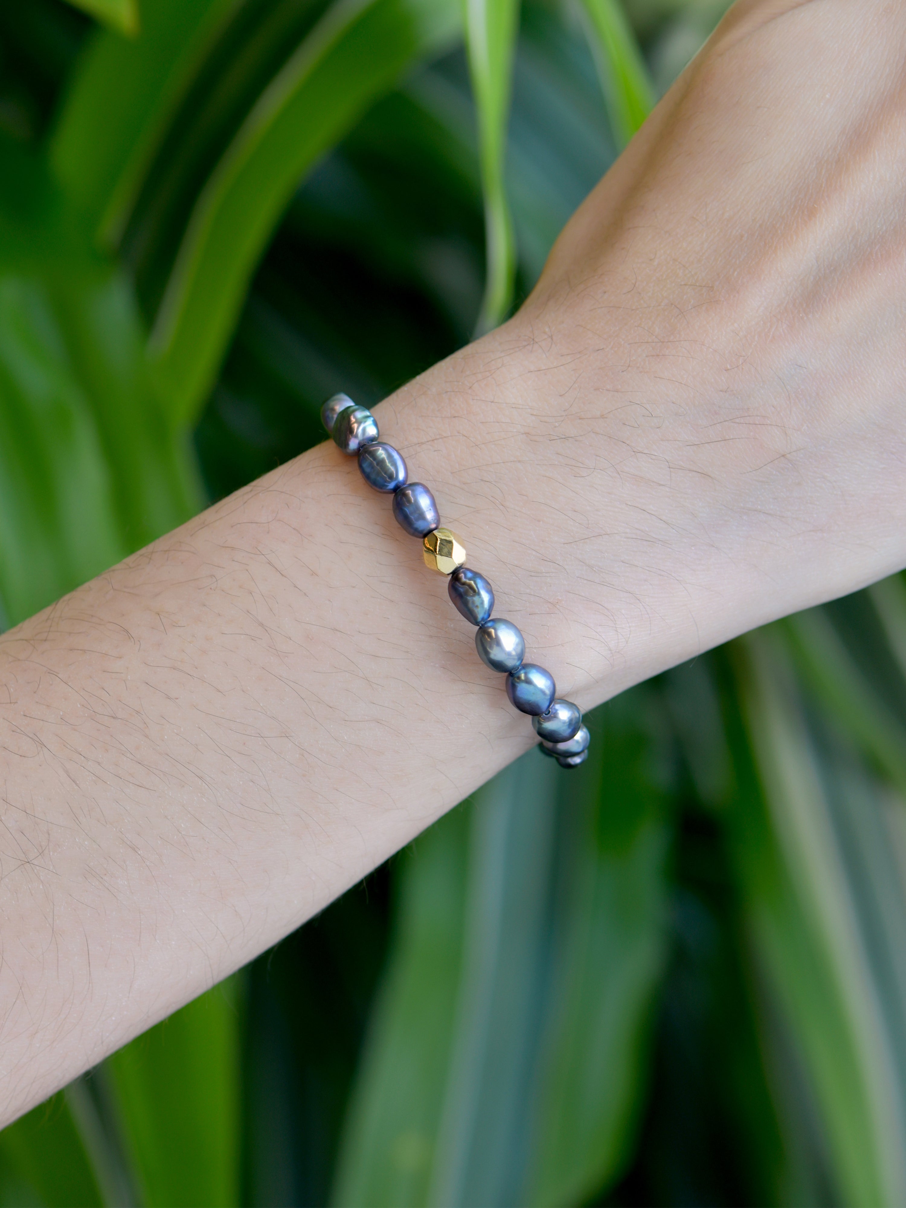 JEWELRY Baroque Keshi Grey Pearl 7-8MM Beaded Bracelet Anzie