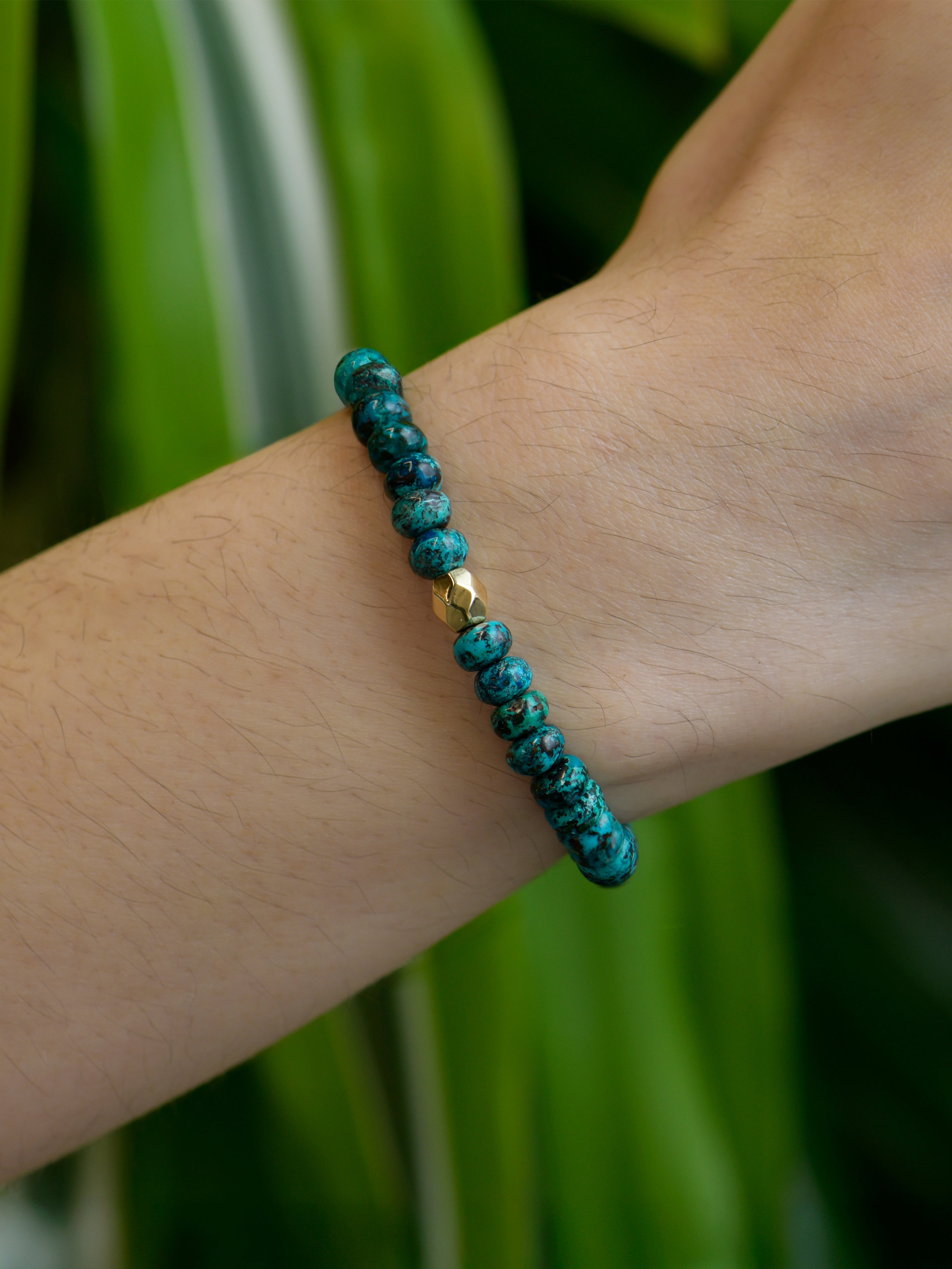 JEWELRY Smooth Rondelle Chrysocolla 6MM Beaded Bracelet Anzie