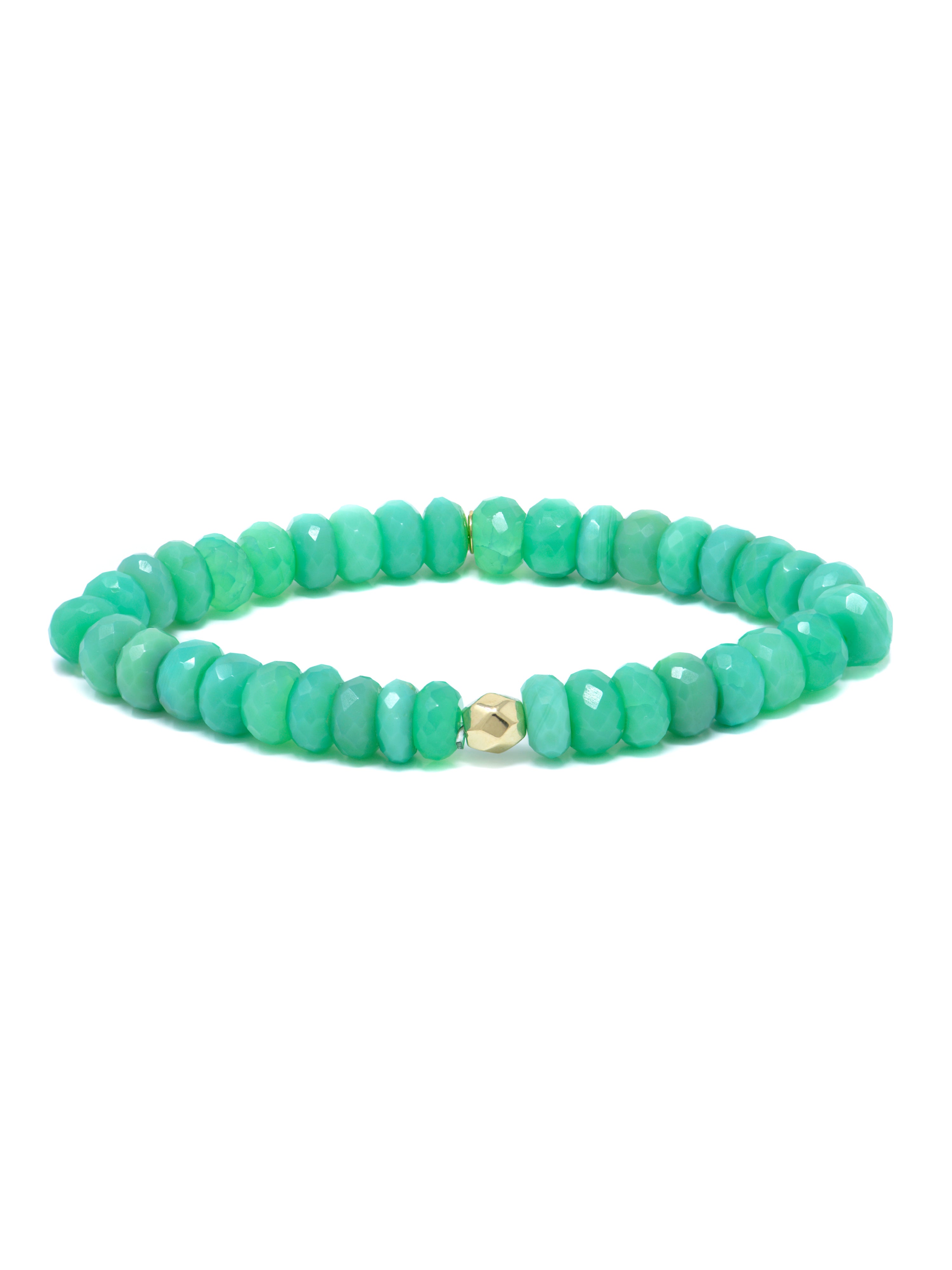 JEWELRY Bright Green Chrysophase 7MM Beaded Bracelet Anzie