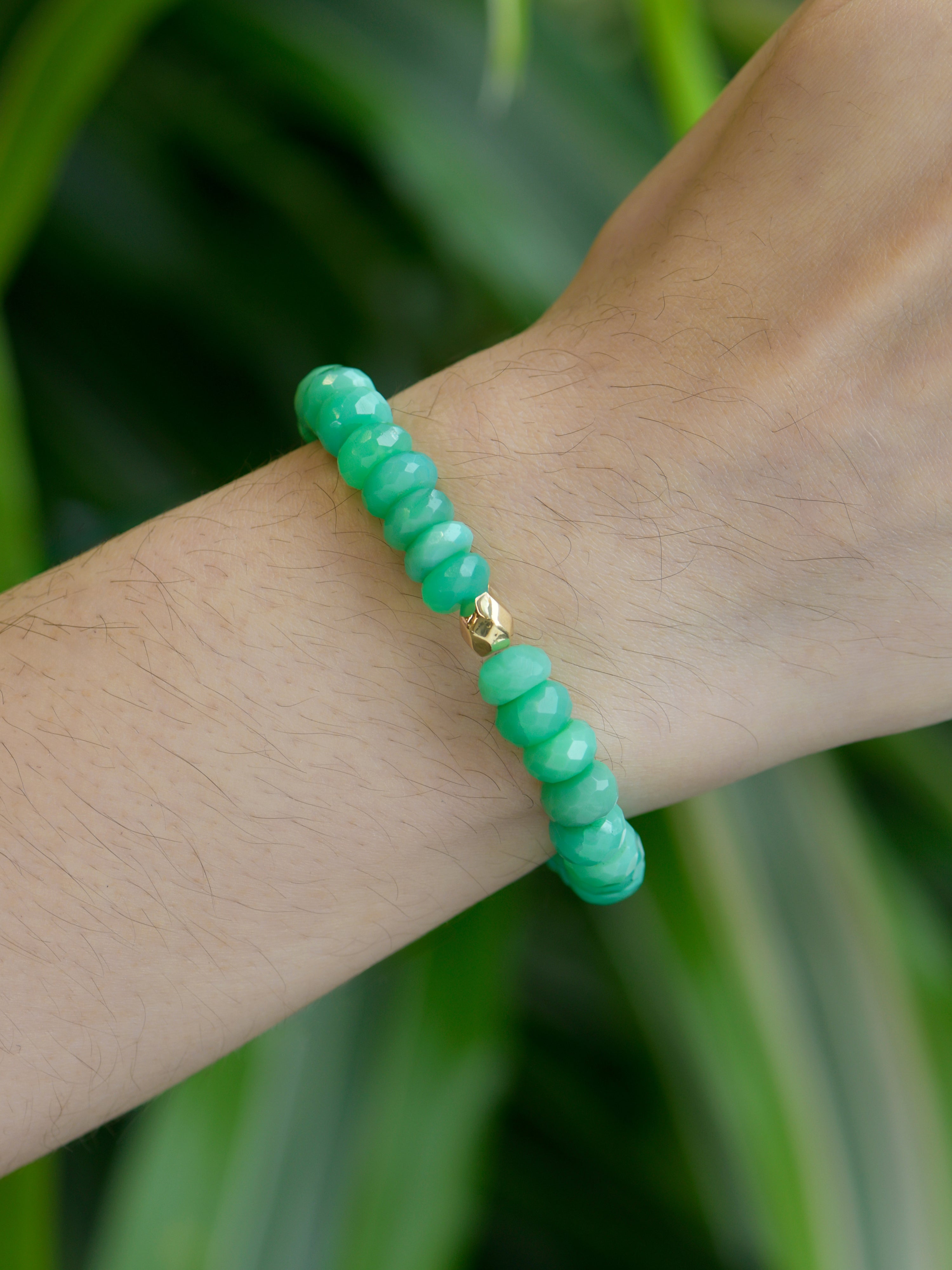 JEWELRY Bright Green Chrysophase 7MM Beaded Bracelet Anzie