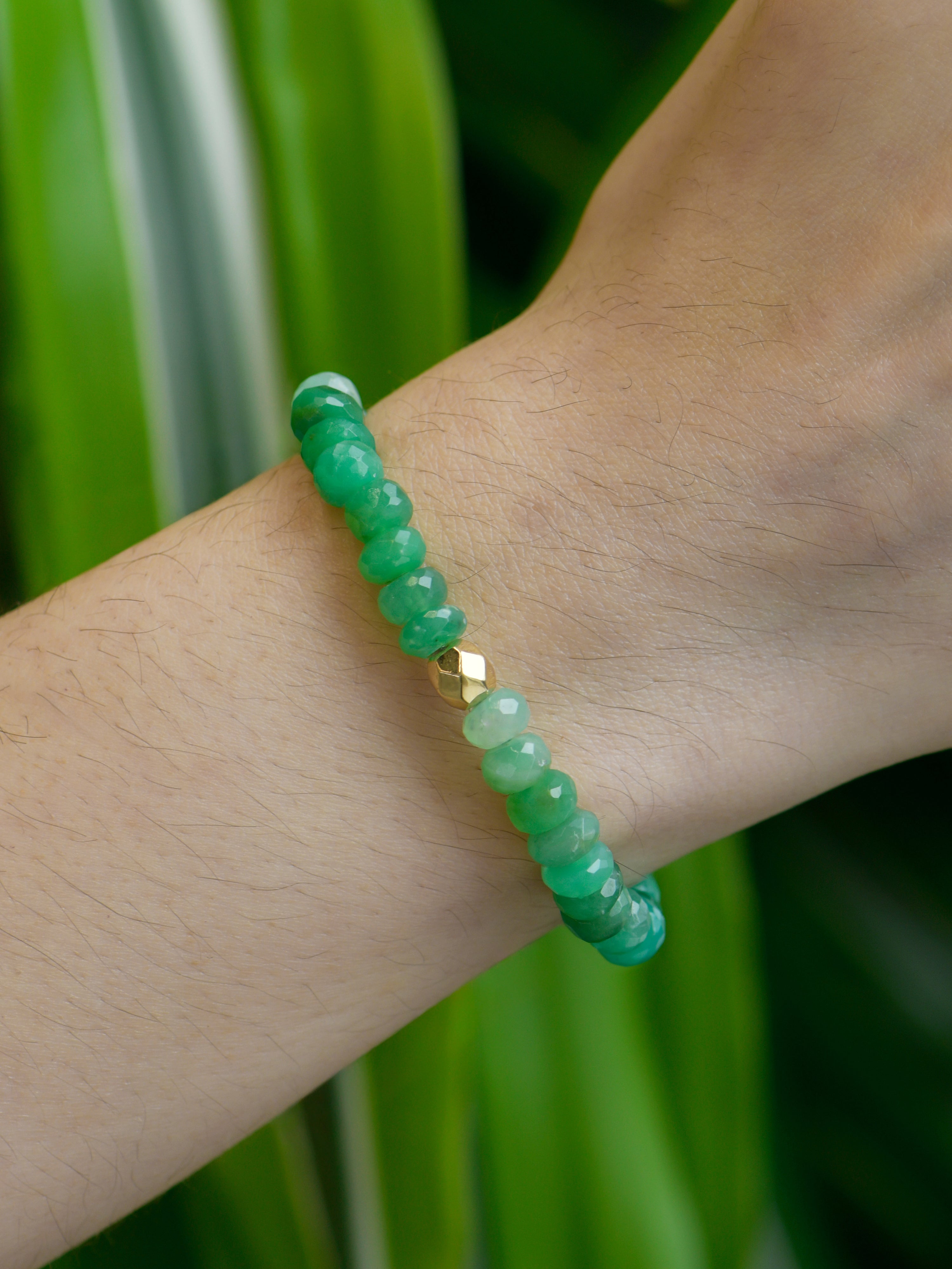 JEWELRY Faceted Chrysoprase Rondelle 6MM Beaded Bracelet Anzie