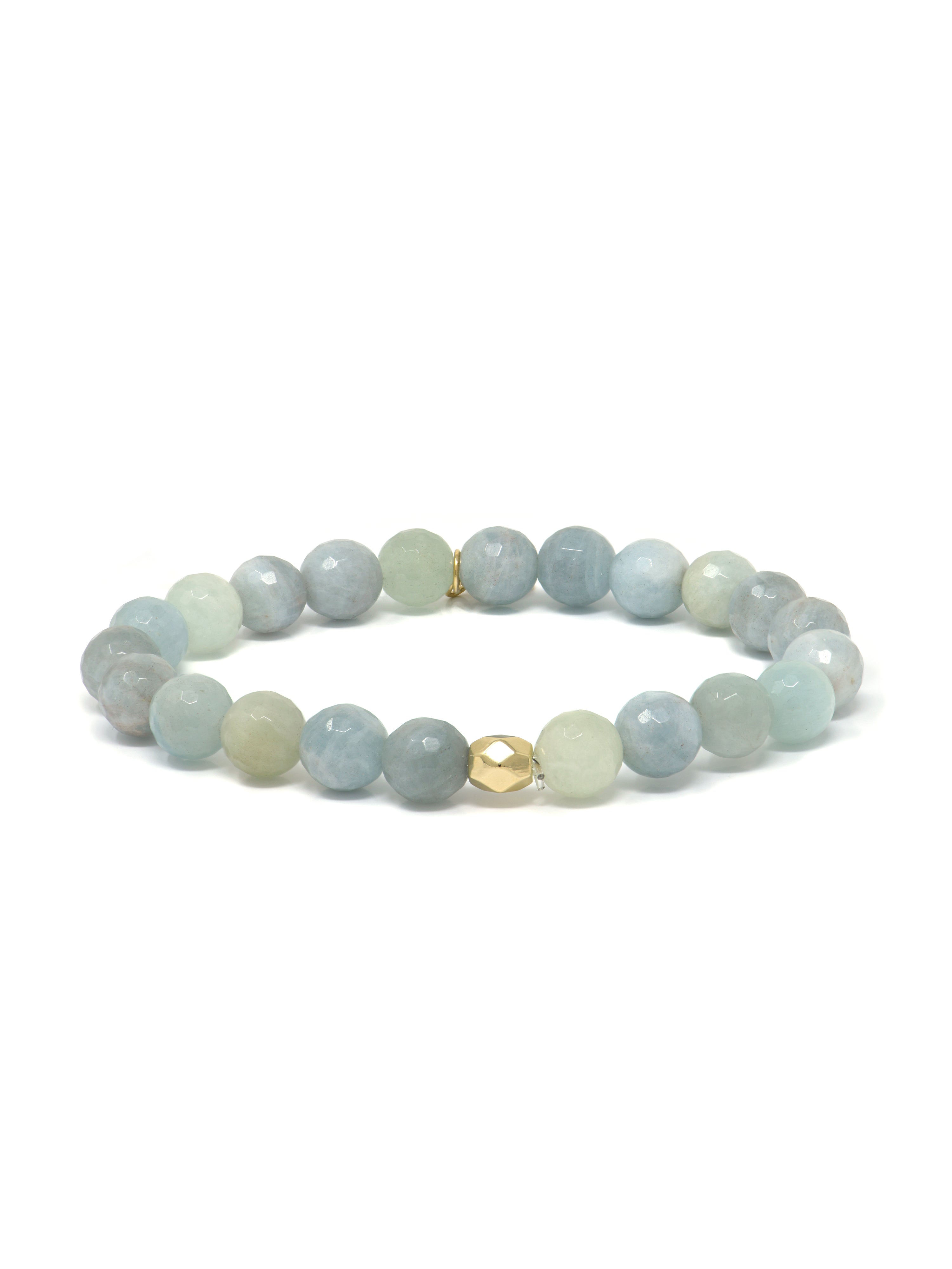 JEWELRY Faceted Aquamarine 6MM Beaded Bracelet Anzie