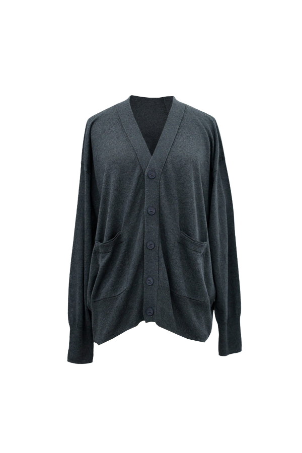 SWEATERS V-Neck Cardigan in Charcoal Grey CT Plage