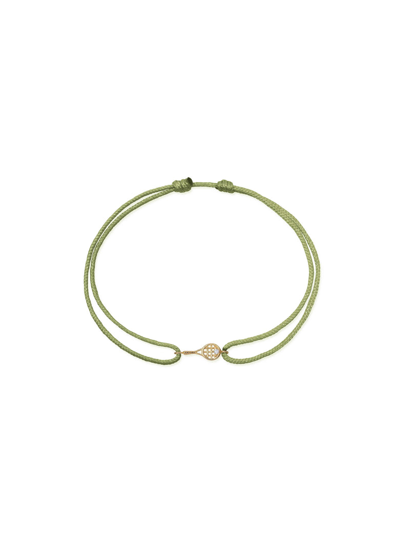 JEWELRY Diamond Tennis Racket Silk Cord Bracelet in Olive Anzie