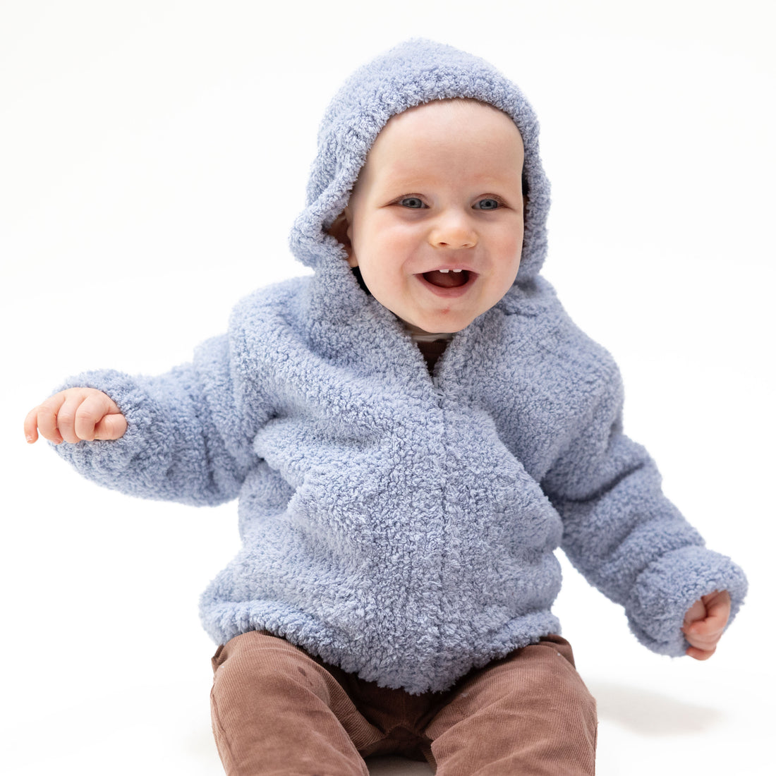 CHILDREN'S APPAREL Baby Chenille Hoodie in Dusty Blue Angel Dear