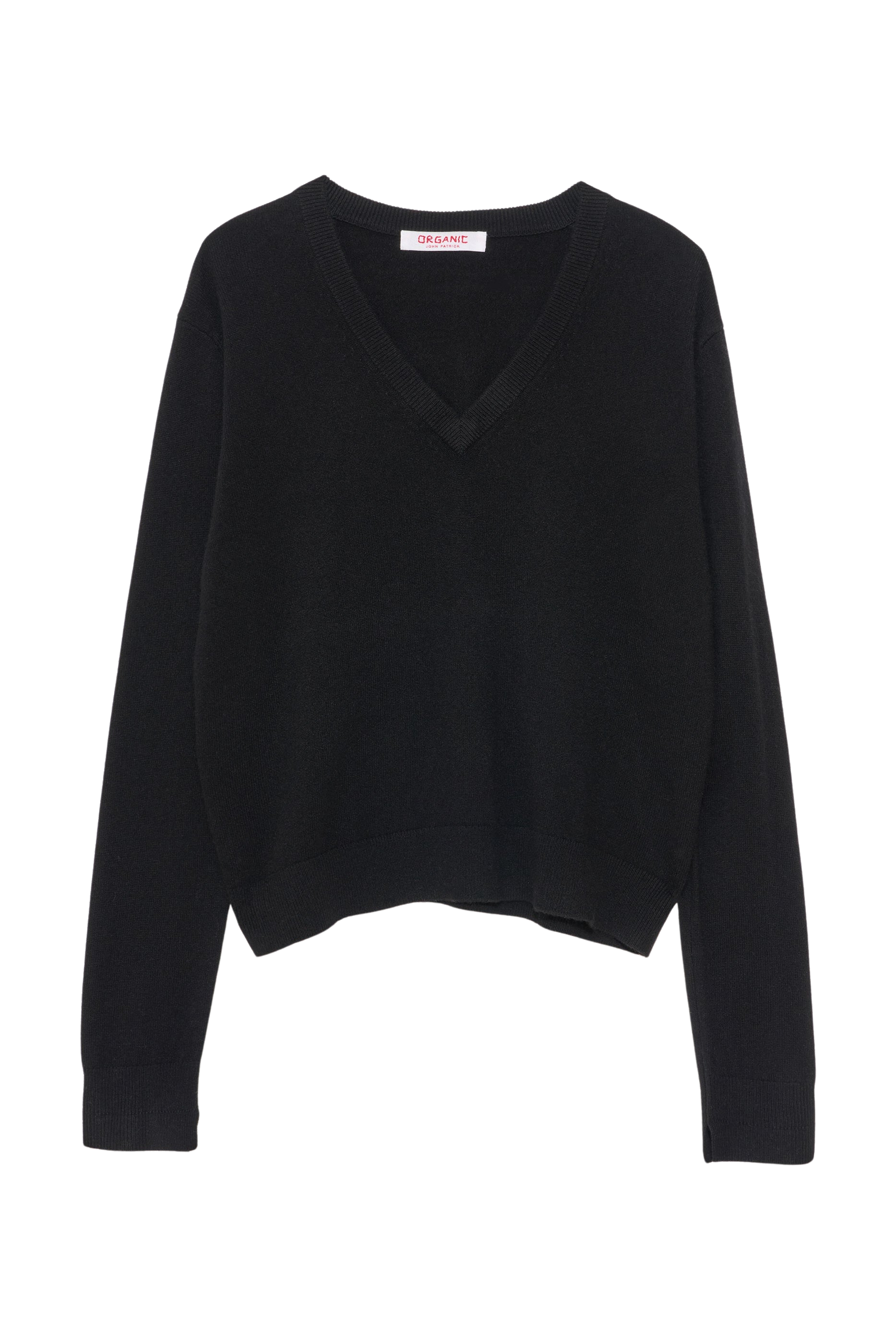 SWEATERS Cashmere V-Neck Pullover in Black Organic by John Patrick