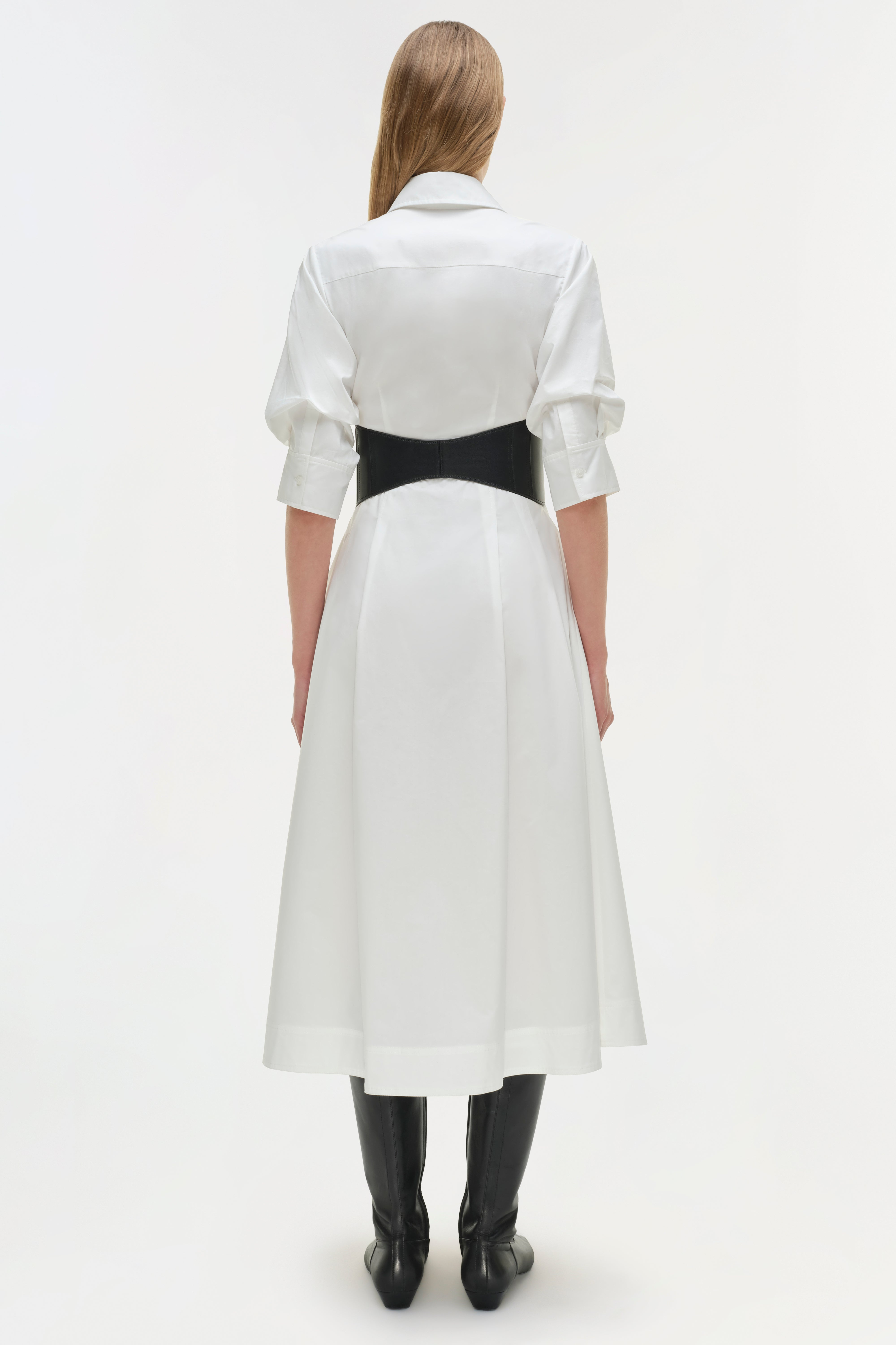 DRESSES/JUMPSUITS Olson Belted Midi Dress in White Simkhai
