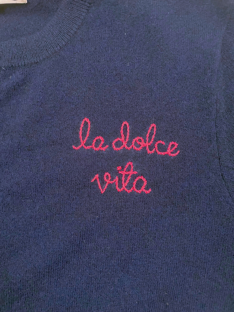 SWEATERS "La Dolce Vita" Cardigan in Navy Lingua Franca NYC