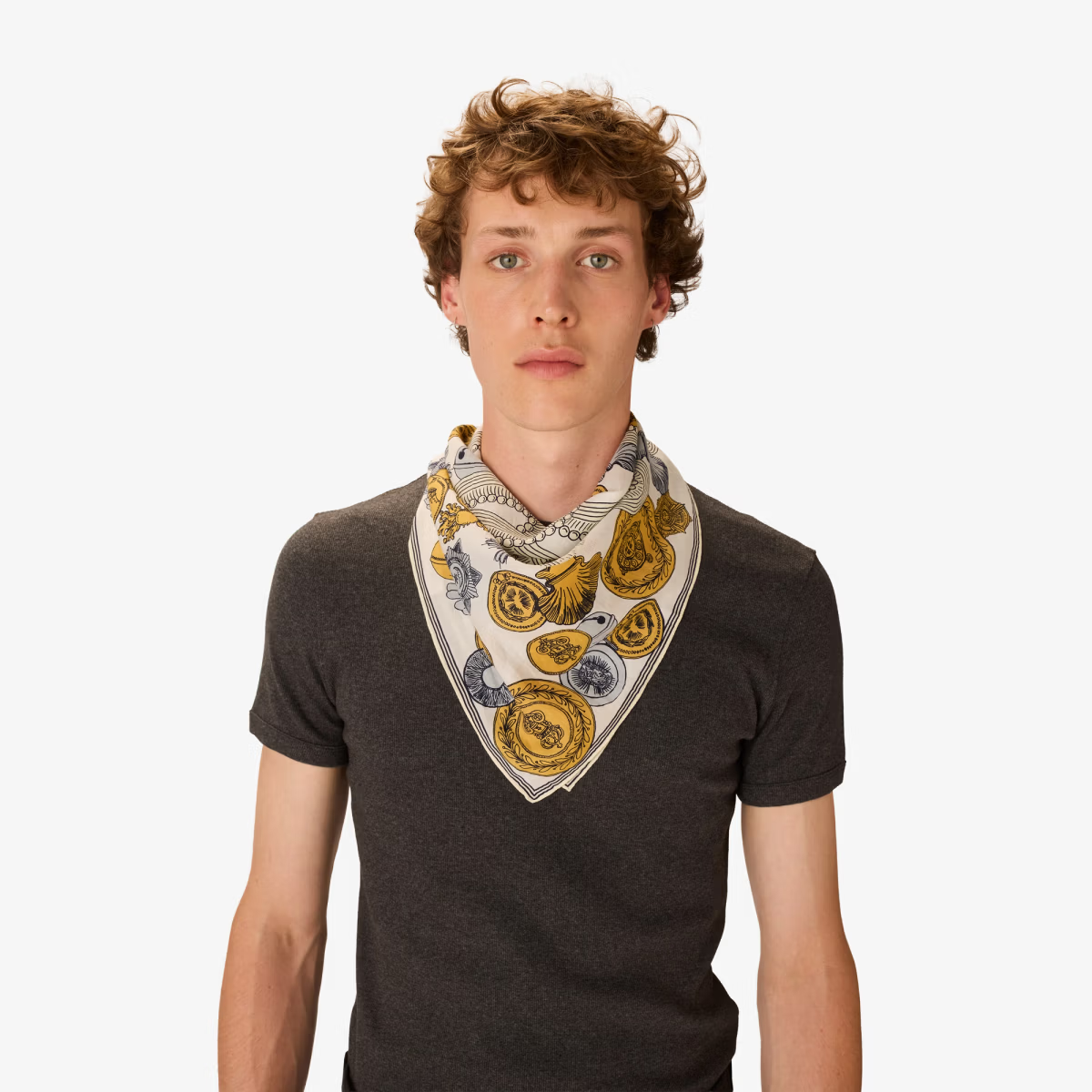 ACCESSORIES Octopus Square Scarf in White Inoui Editions