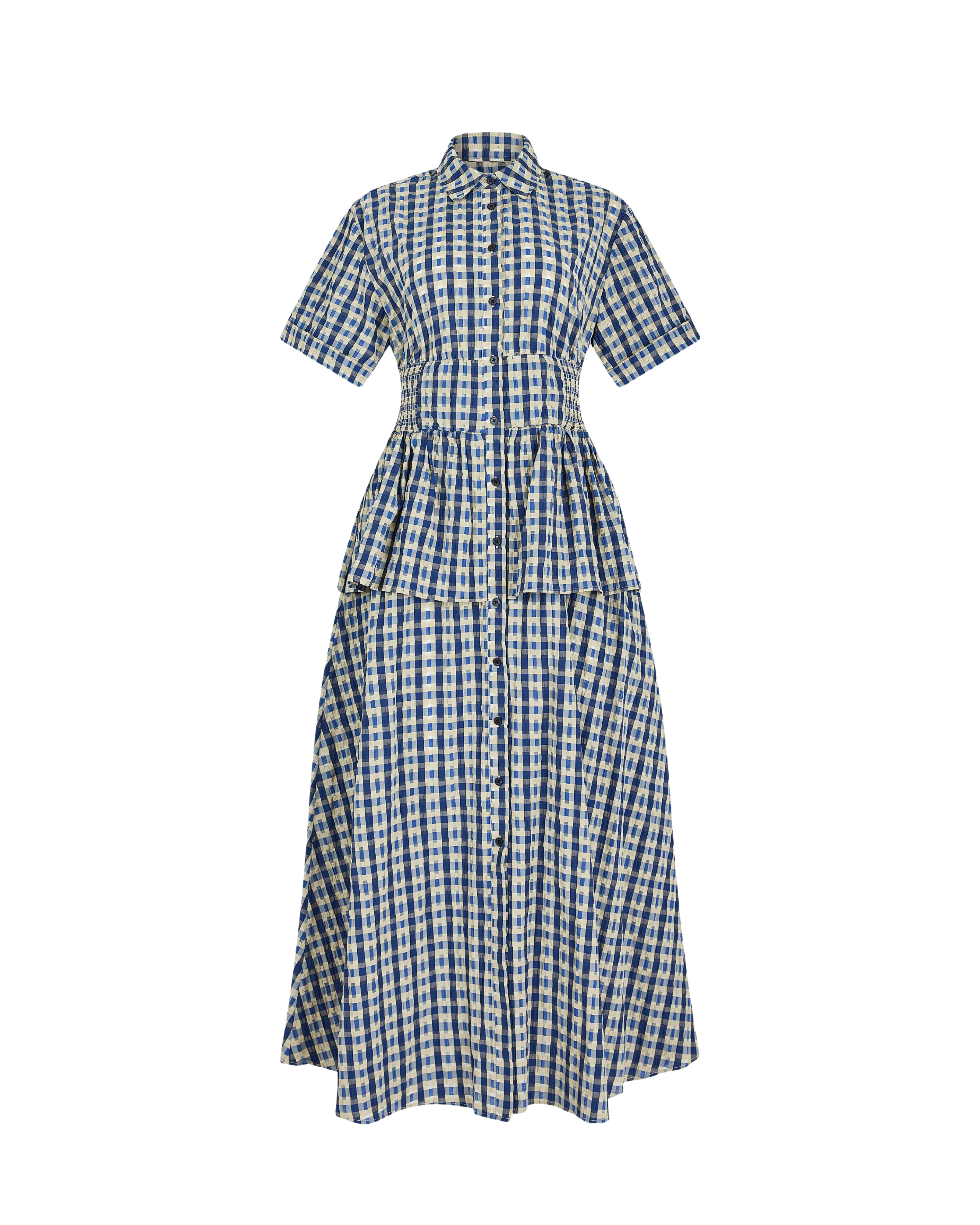 DRESSES/JUMPSUITS Boogie Woogie Bugle Boy Dress in Seersucker Check Rosie Assoulin