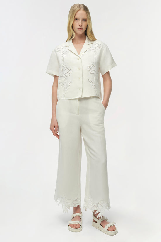PANTS/SHORTS Kallin Cropped Wide Leg Pant in White Simkhai