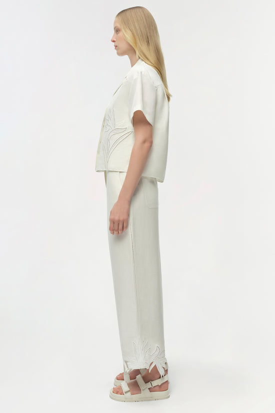 BLOUSES/SHIRTS/TOPS Louisa Embroidered Camp Shirt in White Simkhai